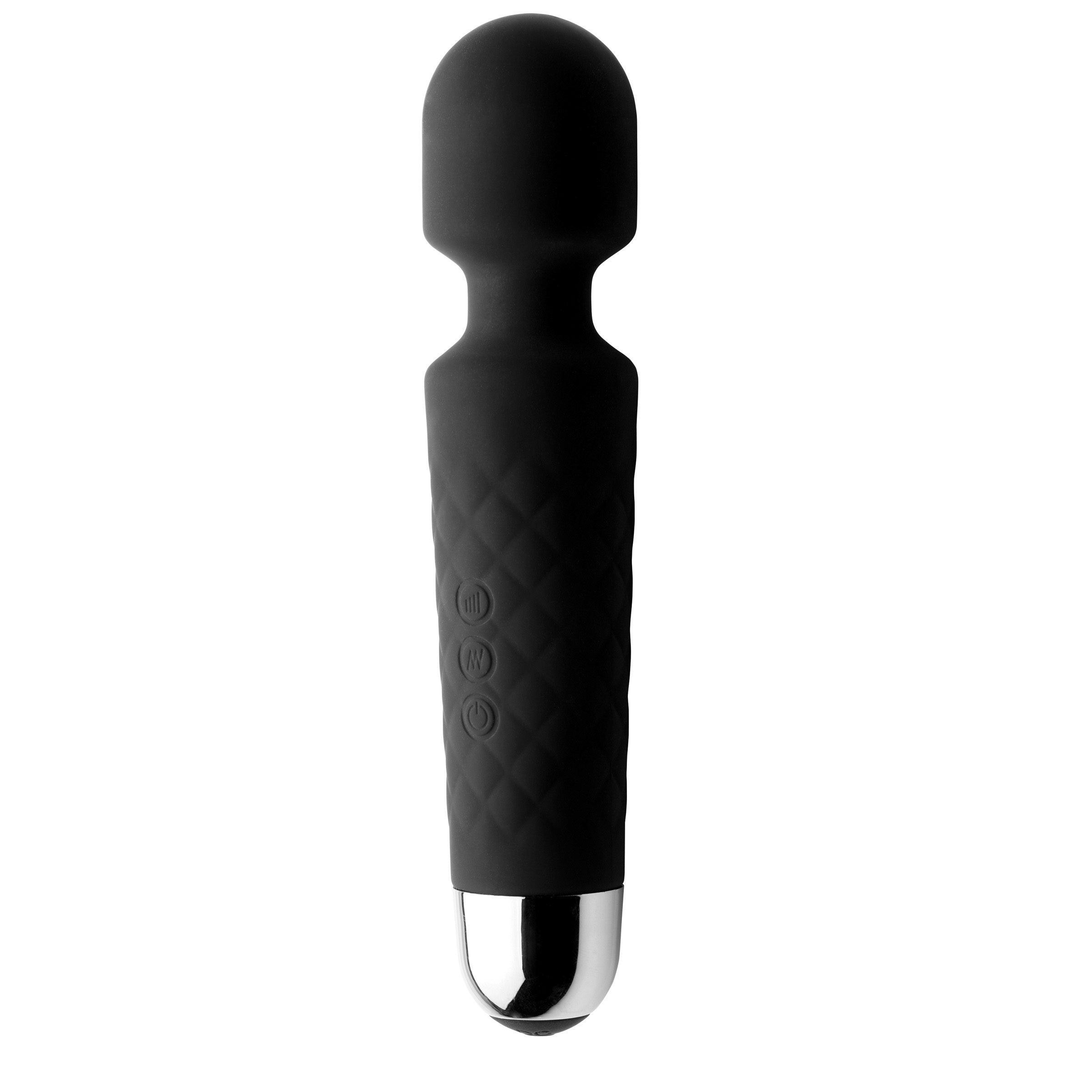 Deep Velvet 18x Silicone Massage Wand in black, showcasing its sleek design and soft silicone material.