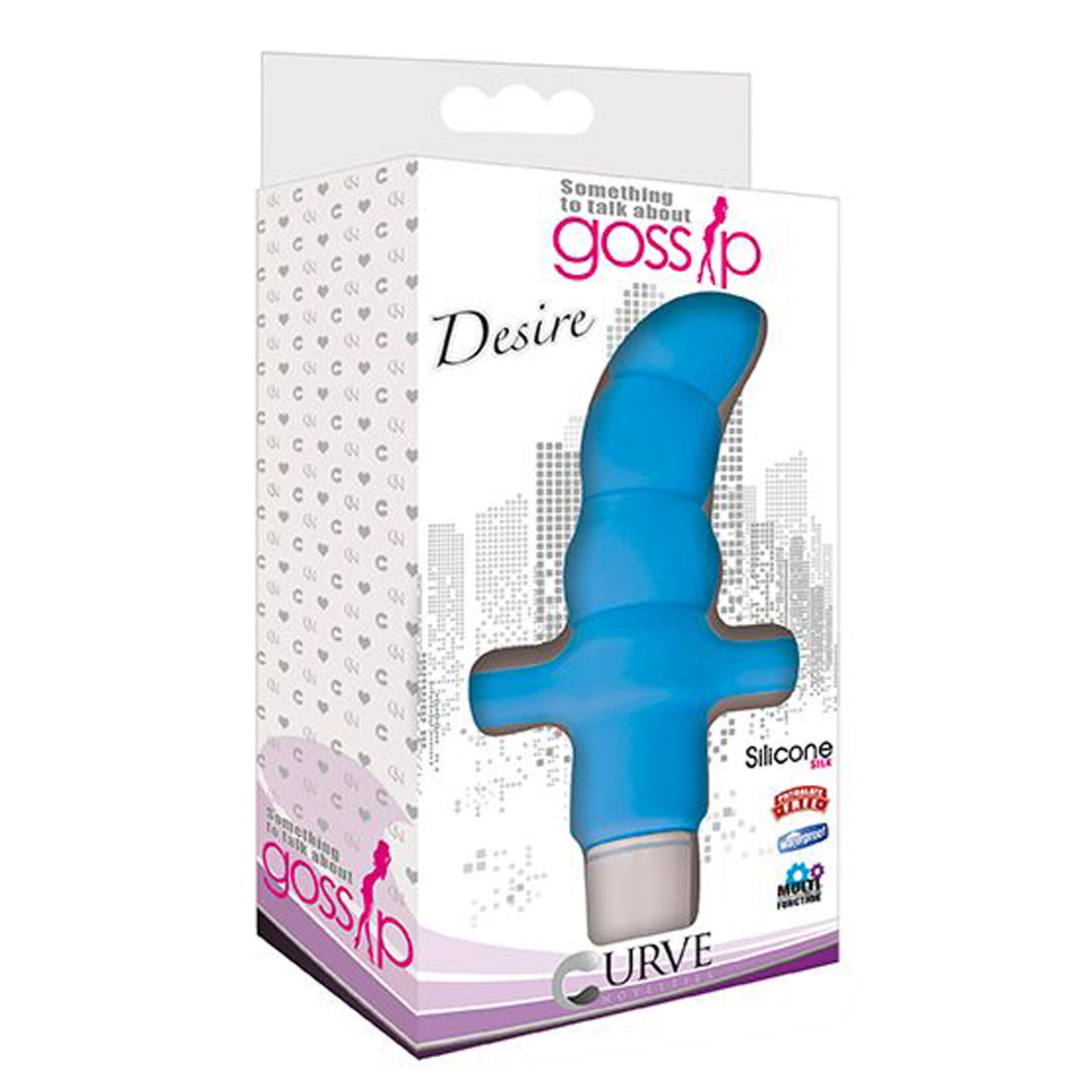 Desire Silicone Vibrating Anal Probe in Blue, featuring a beaded shaft and T bar base for safe anal exploration.