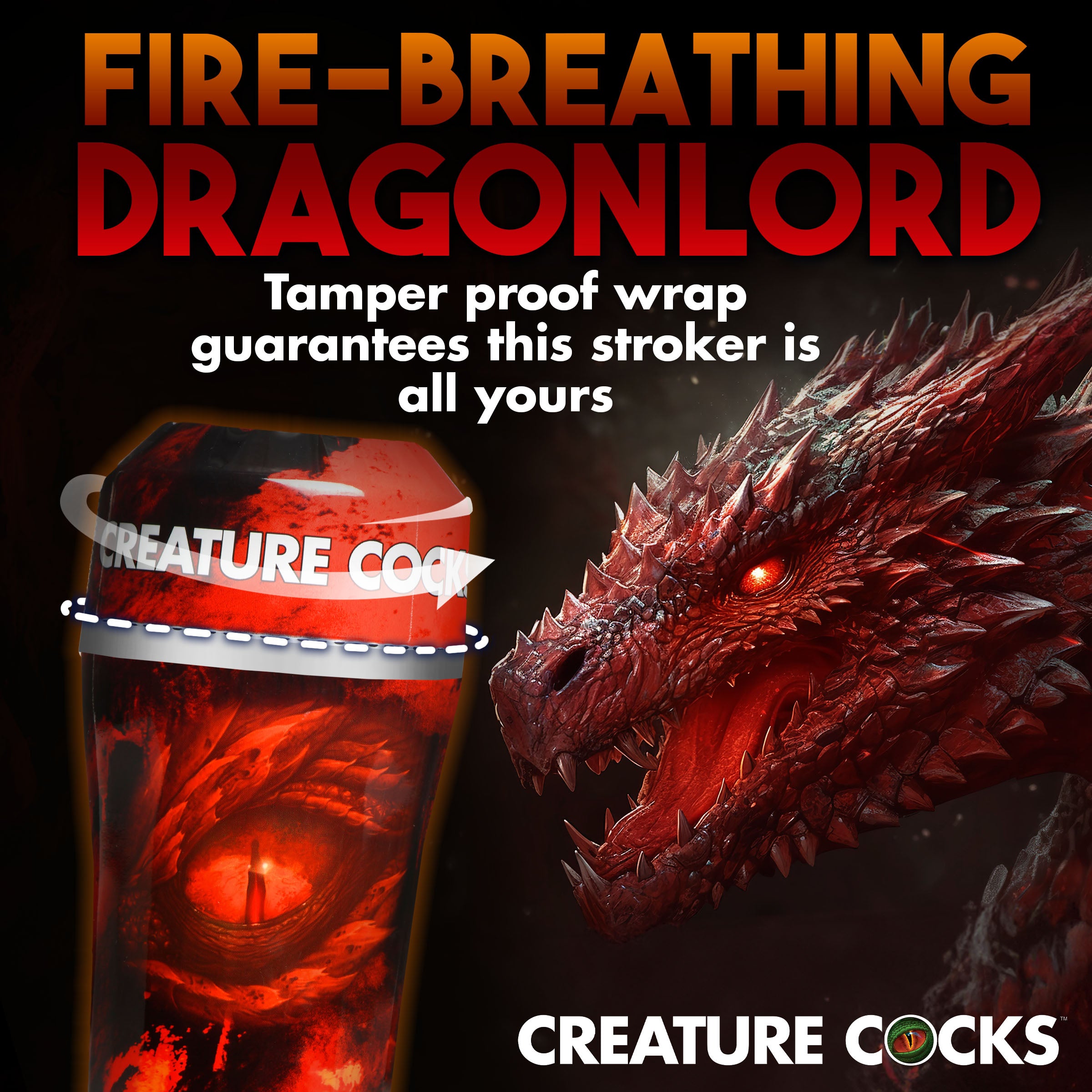 Dragon Snatch Dragon Stroker featuring a scaly red design and textured interior for enhanced pleasure.