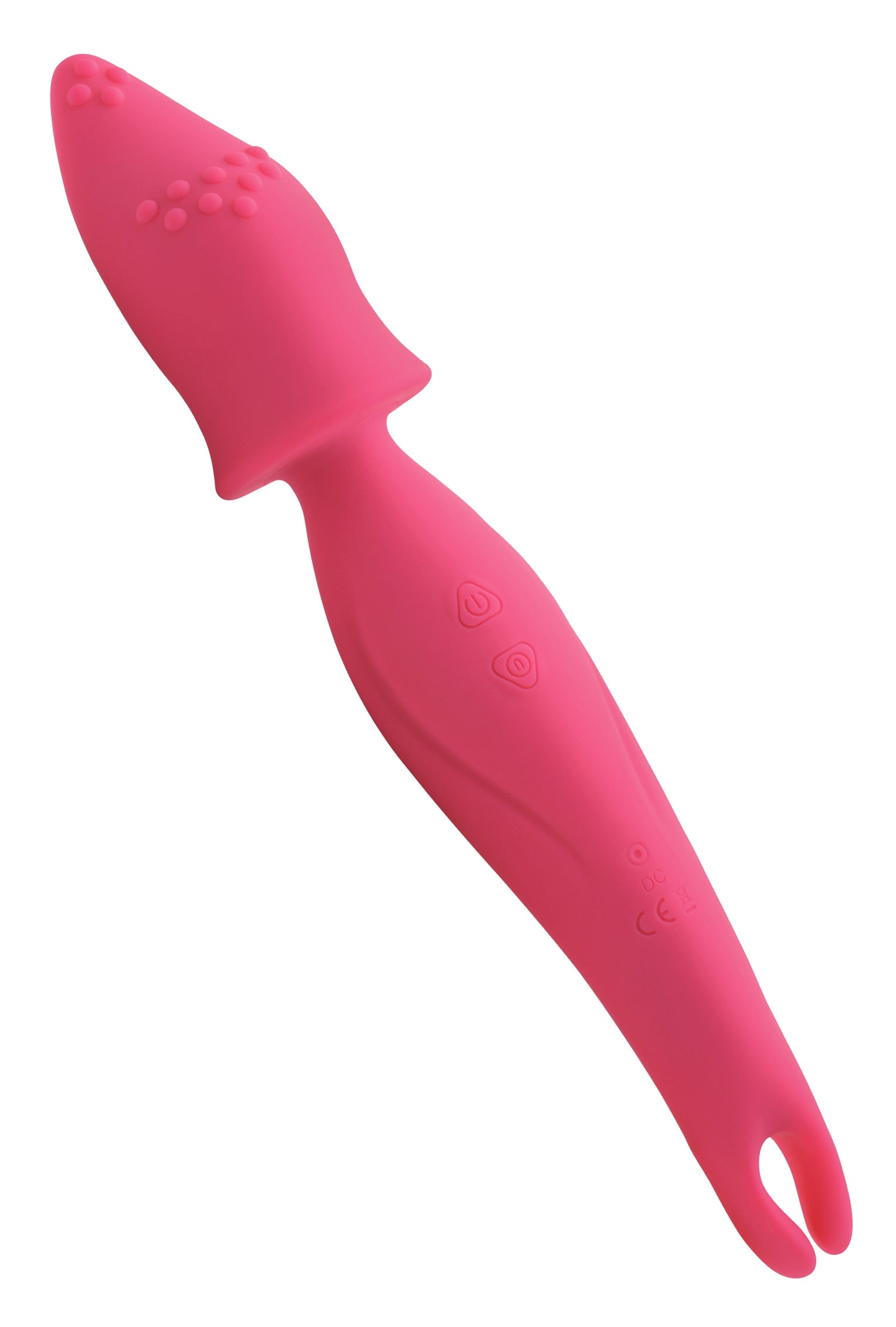 Dual Diva 2 in 1 Silicone Massager in Pink, featuring a forked end and a flexible head for versatile massage options.