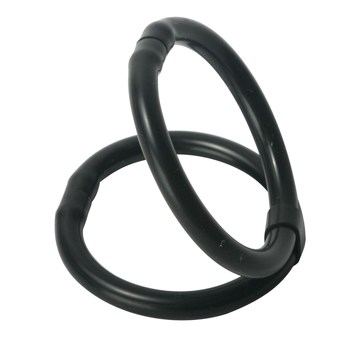 Easy Release Duo Cock Ring in black silicone, designed for enhanced pleasure and adjustable fit.