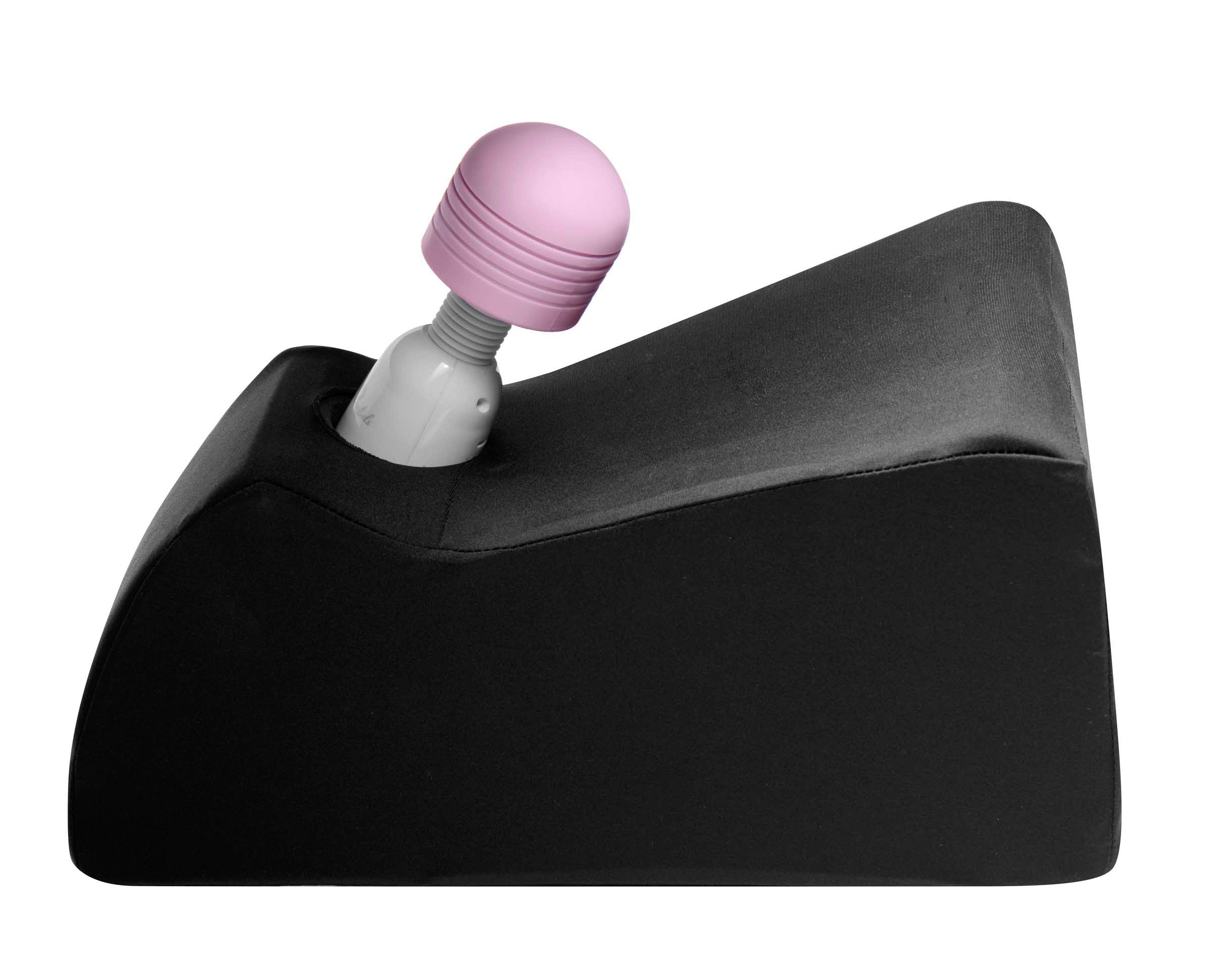 Ecsta-Seat Wand Positioning Cushion in black, designed for hands-free stimulation with a soft hypoallergenic foam structure.