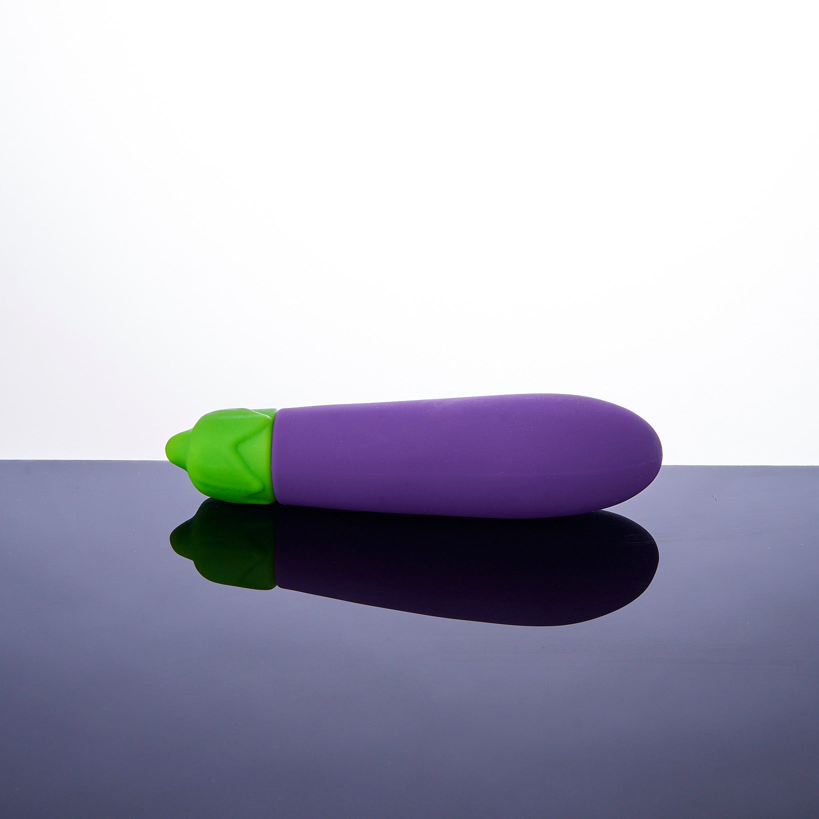 A vibrant purple eggplant-shaped vibrator with a sleek design, showcasing its 10 vibration settings and waterproof features.