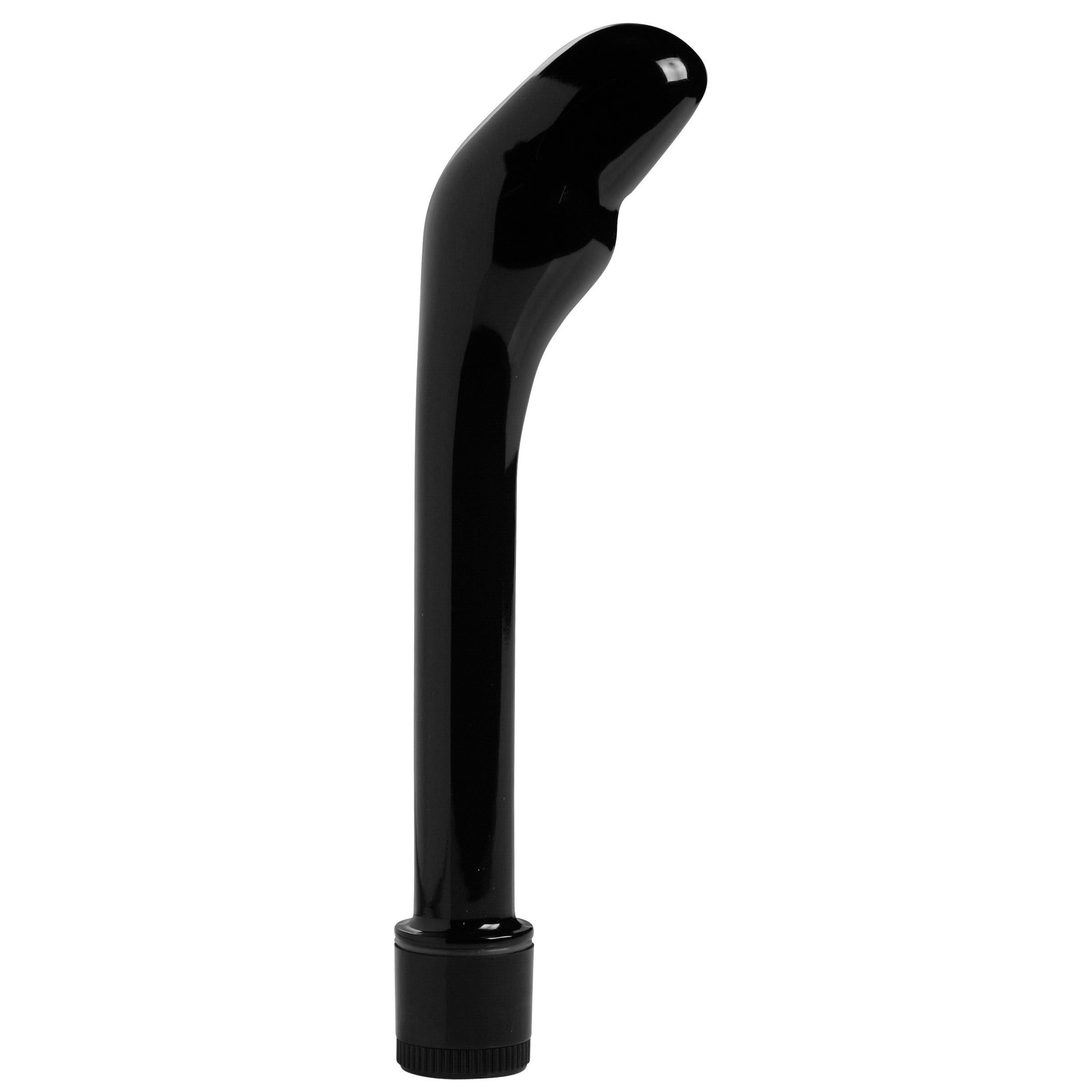 Essential P-Spot Vibe in sleek black color, designed for prostate stimulation with a curved bulbous top.