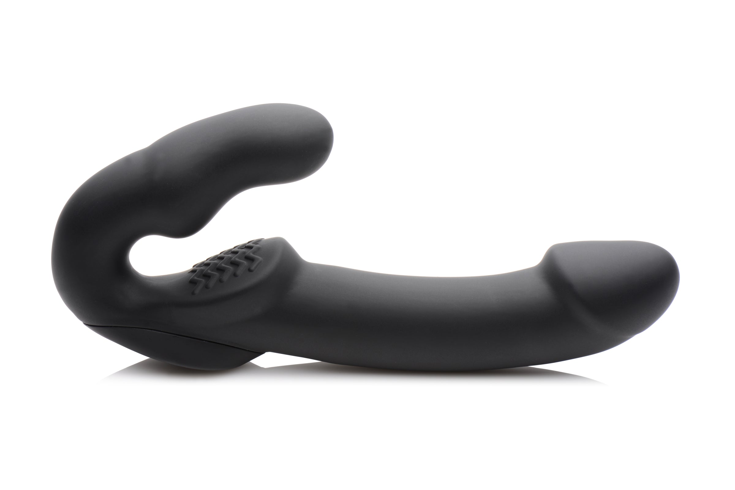 Evoke Rechargeable Vibrating Silicone Strapless Strap On, featuring dual motors and a sleek design for enhanced pleasure.