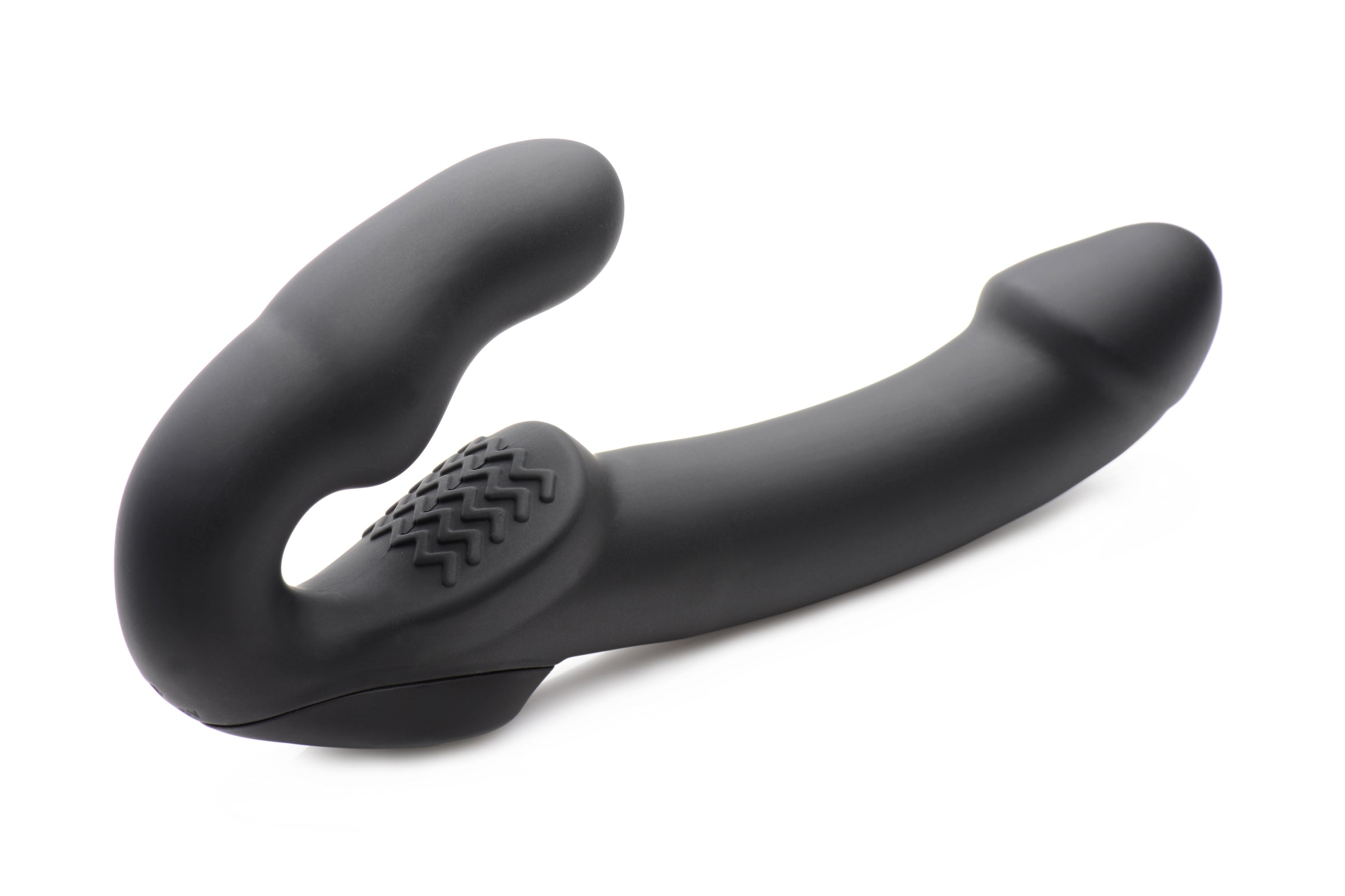 Evoke Rechargeable Vibrating Silicone Strapless Strap On, featuring dual motors and a sleek design for enhanced pleasure.