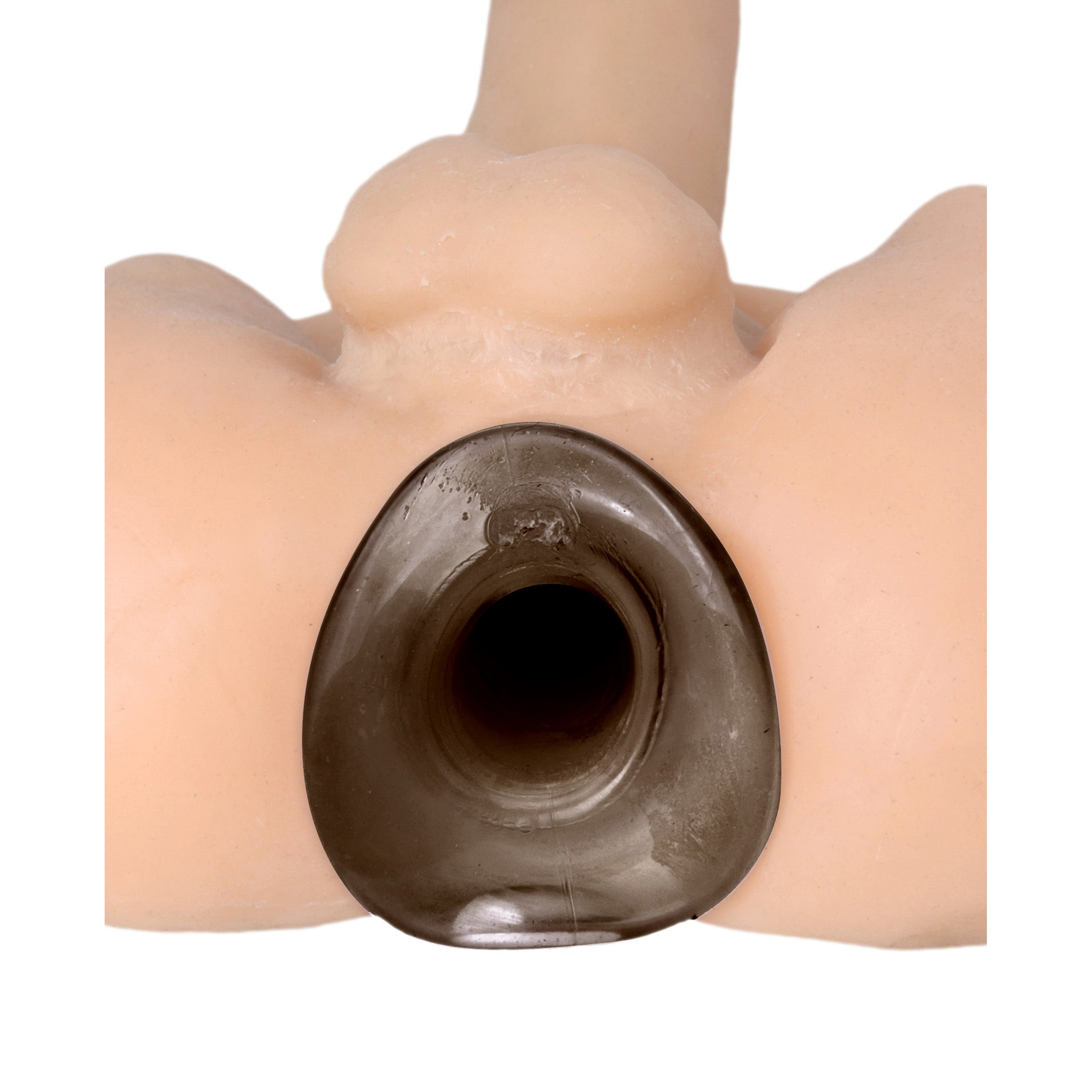 Excavate Tunnel Anal Plug in black, featuring a hollow design and ribbed tunnel for enhanced stimulation.