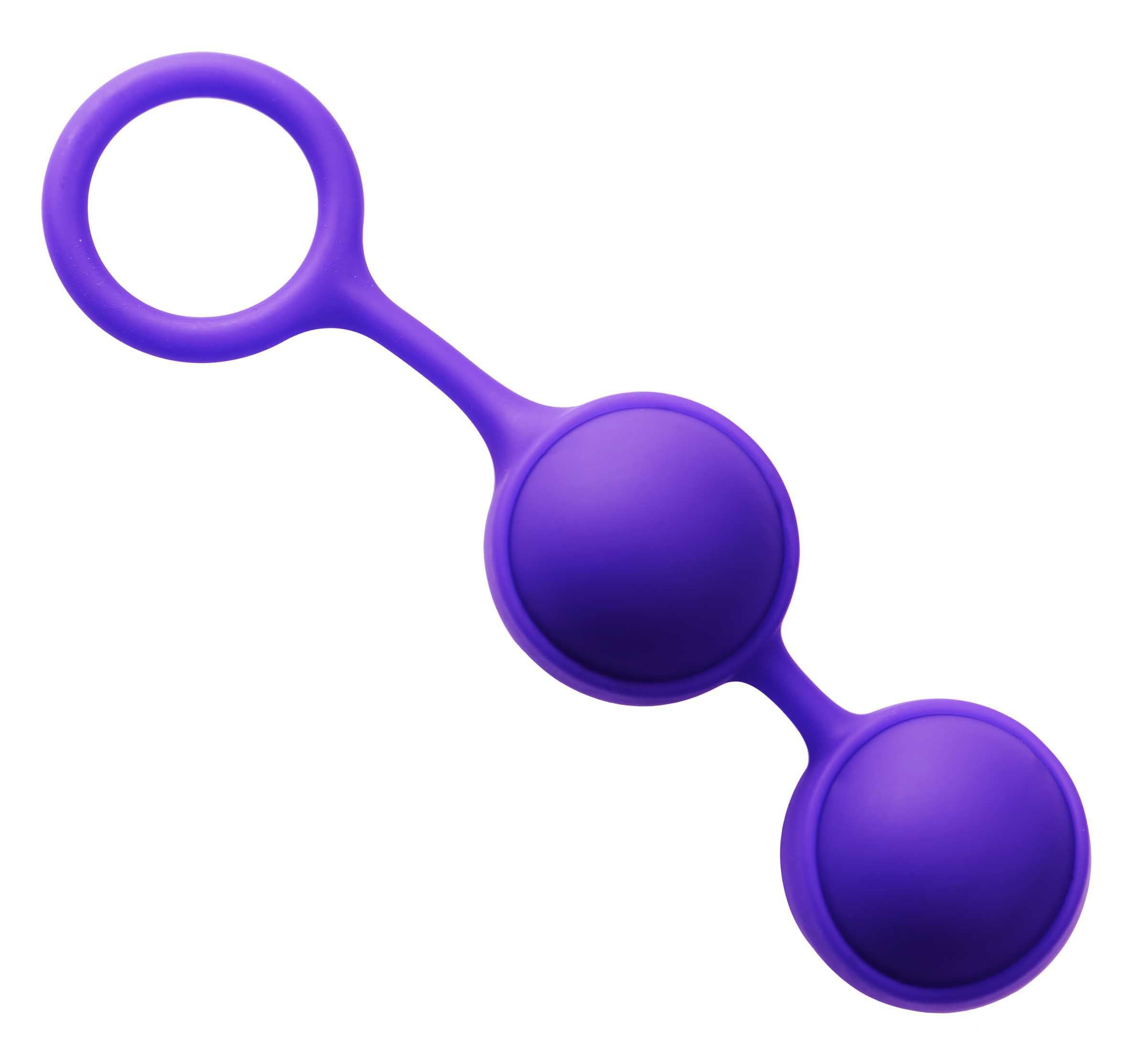 EXCITE Removable Kegel Exercisers in purple, featuring a stretchy silicone sleeve and removable inner balls for pelvic muscle strengthening.