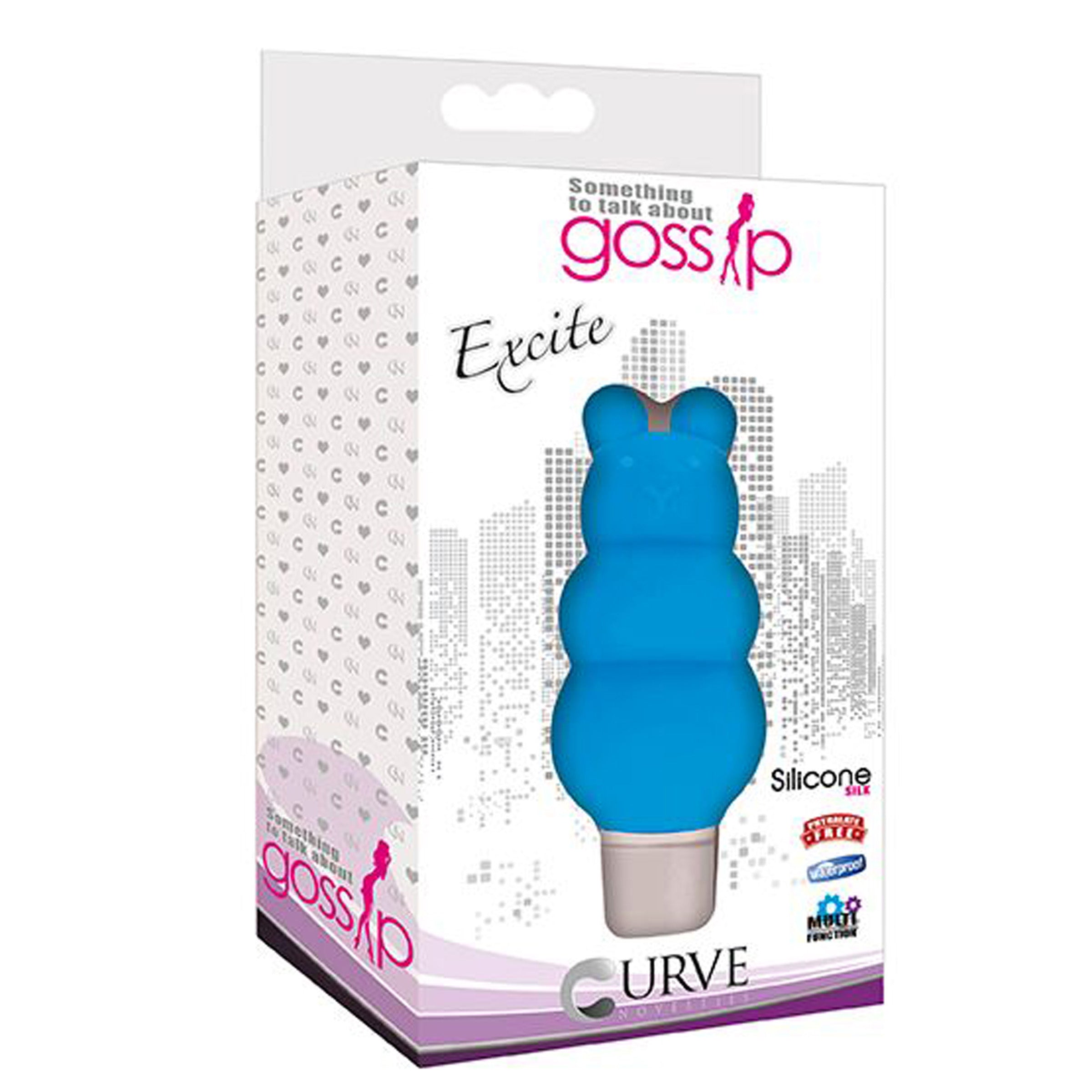 Excite Silicone Ripple Bullet Vibe in blue, featuring tapered bubbles for stimulation.