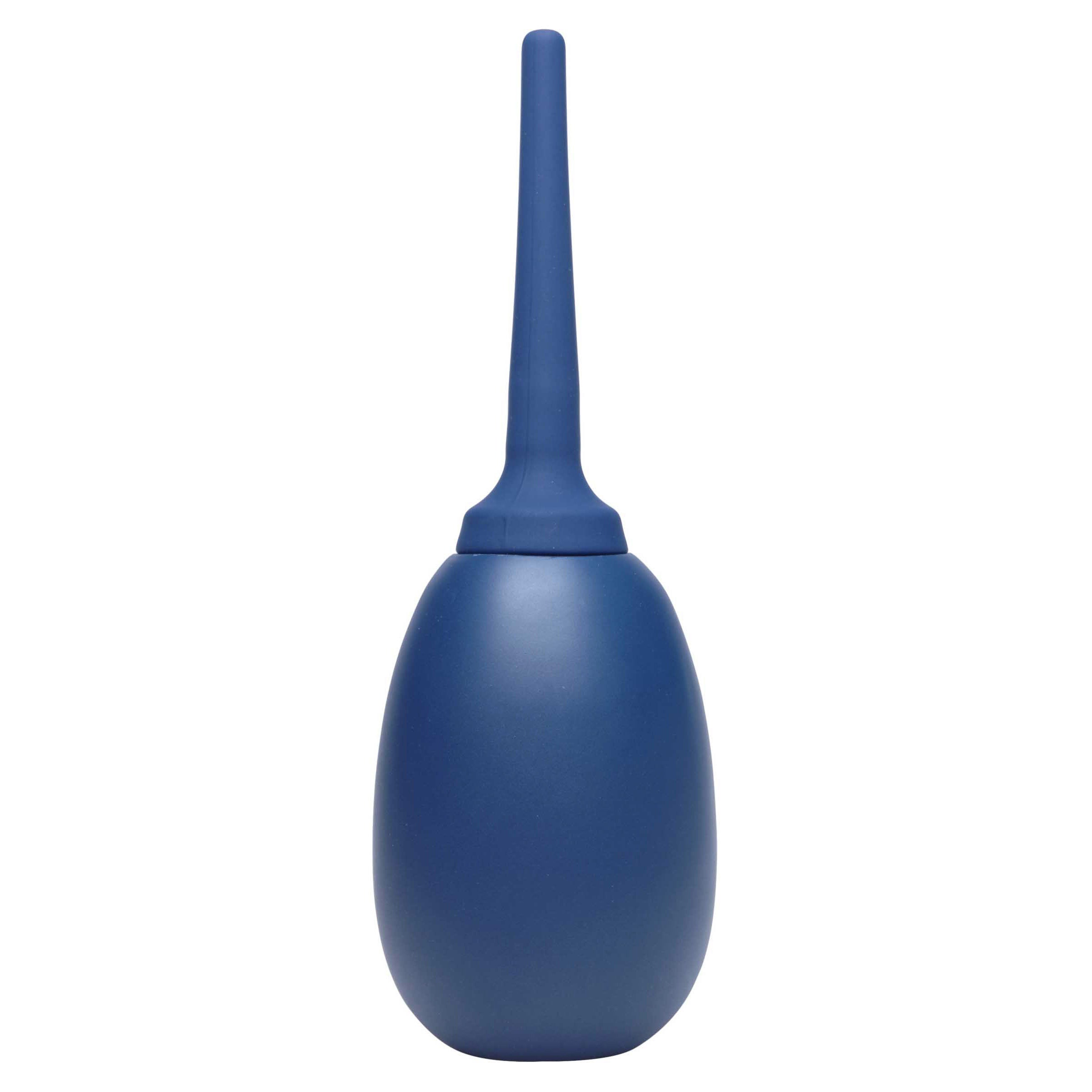 Flex Tip Cleansing Enema Bulb in blue, made of body-safe silicone with a flexible tapered tip for comfort.