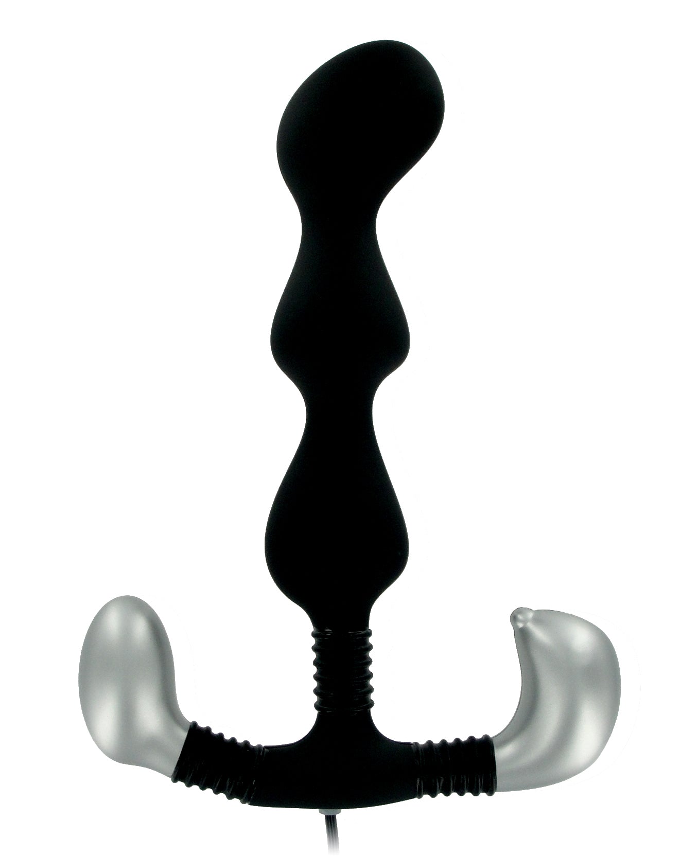 Flexible Vibrating P-Spot Massager with three smooth bulbs and remote control, designed for targeted stimulation and comfort.