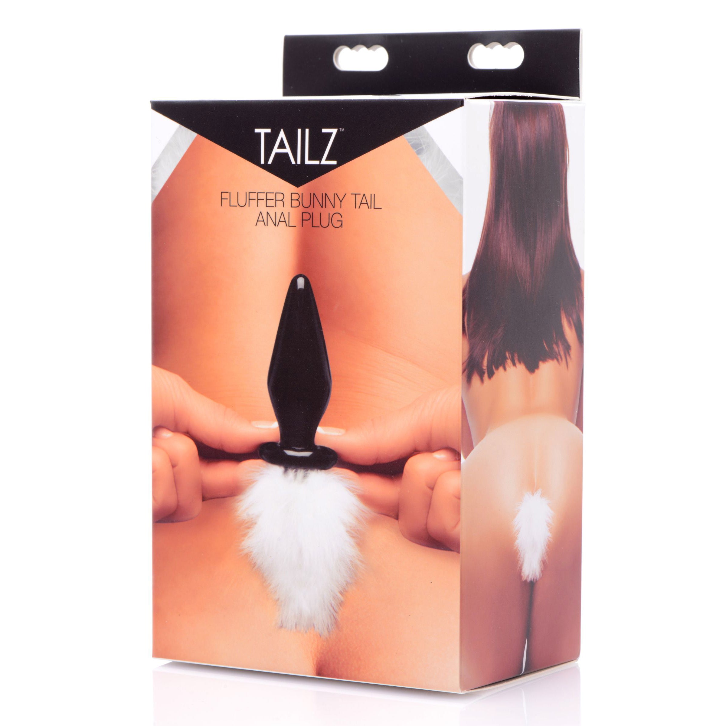 Fluffer Bunny Tail Glass Anal Plug featuring a smooth glass body and a fluffy feather tail, designed for playful and flirty intimate experiences.