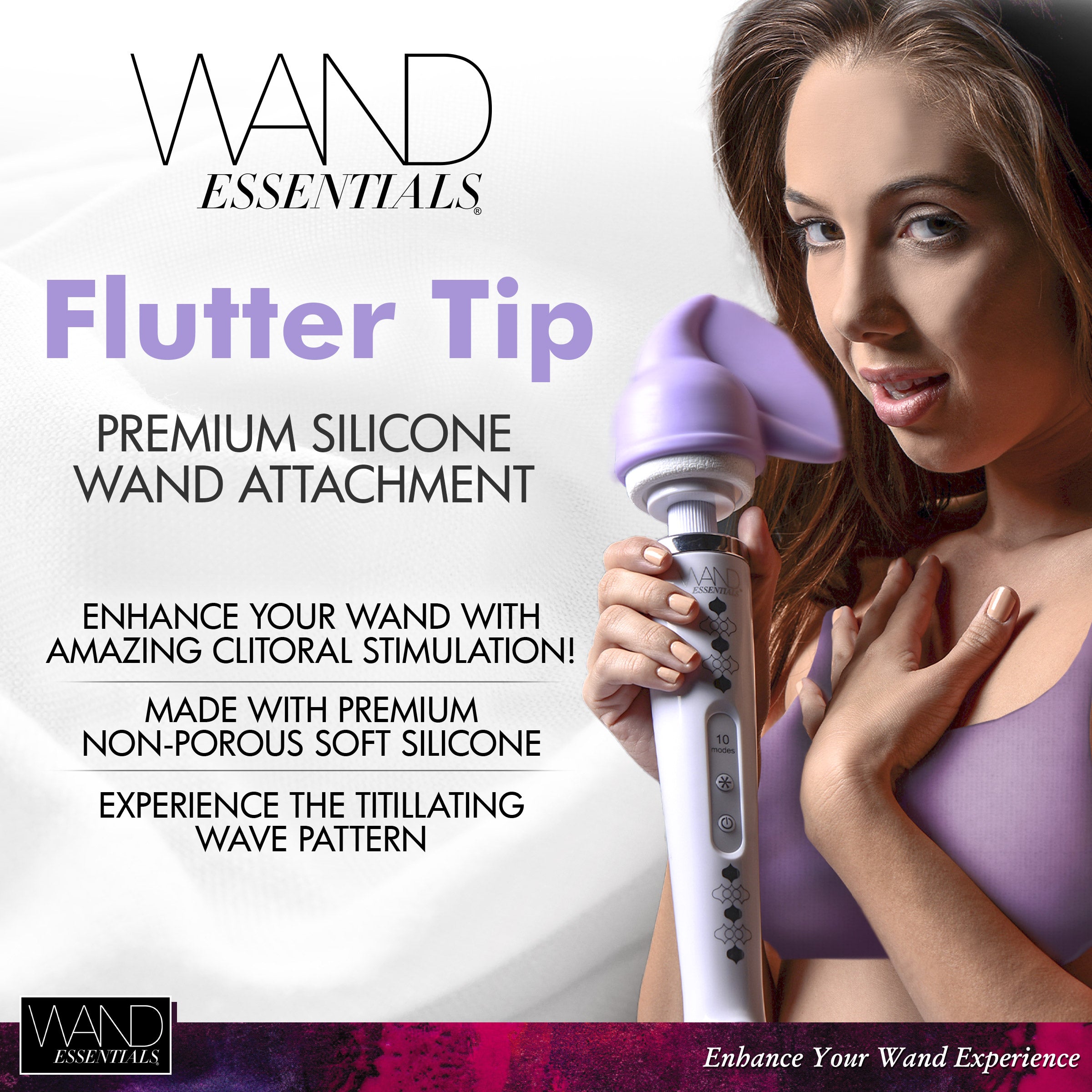 Flutter Tip Wand Attachment in purple silicone, designed for enhanced pleasure with wand massagers.