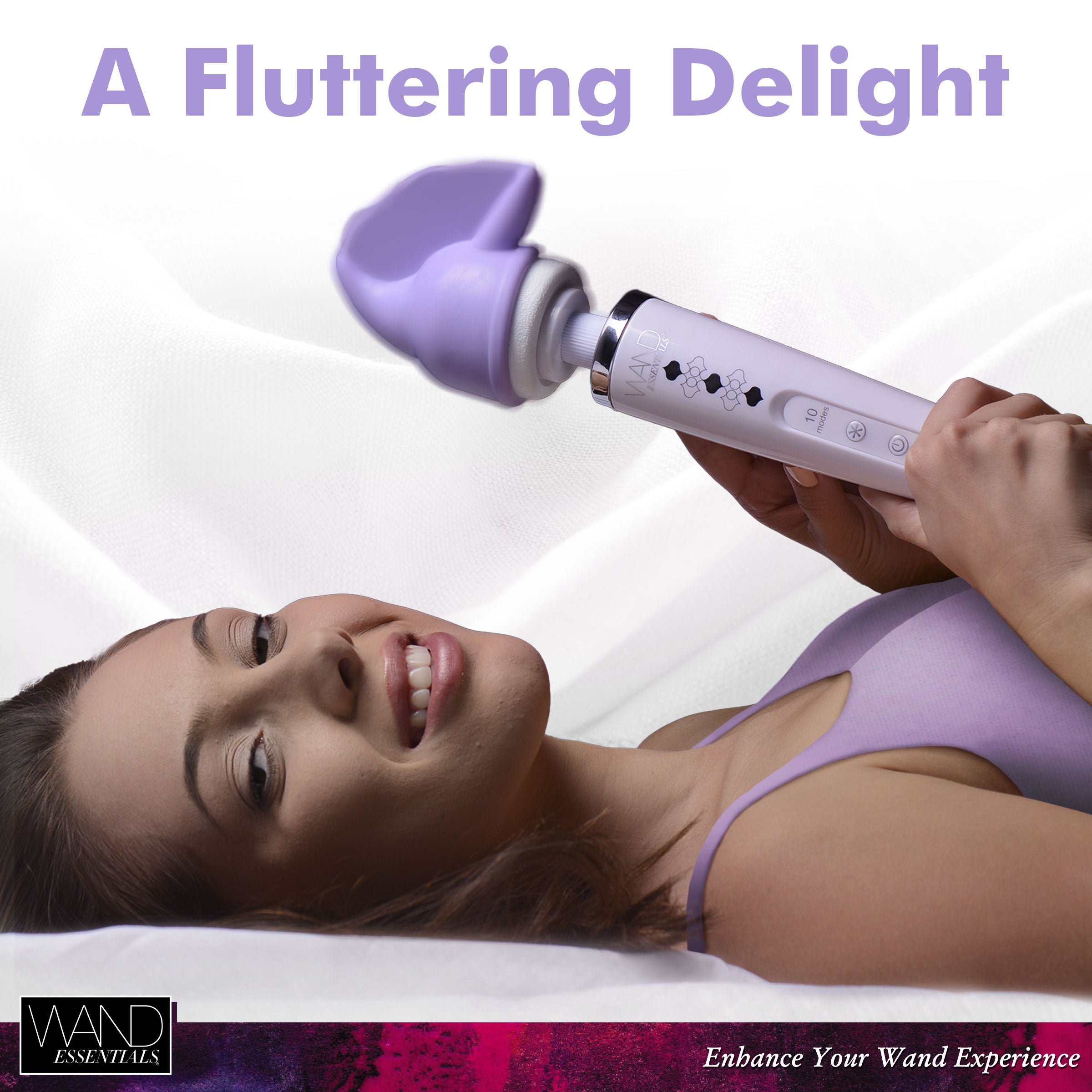 Flutter Tip Wand Attachment in purple silicone, designed for enhanced pleasure with wand massagers.