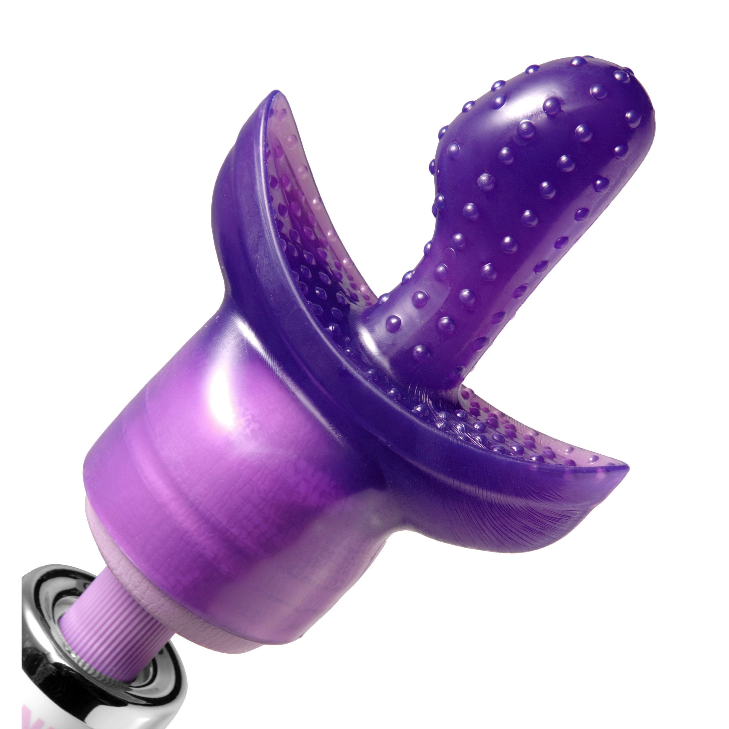 G Tip Wand Massager Attachment in purple, designed for G-spot and clitoral stimulation with textured insertable arm.