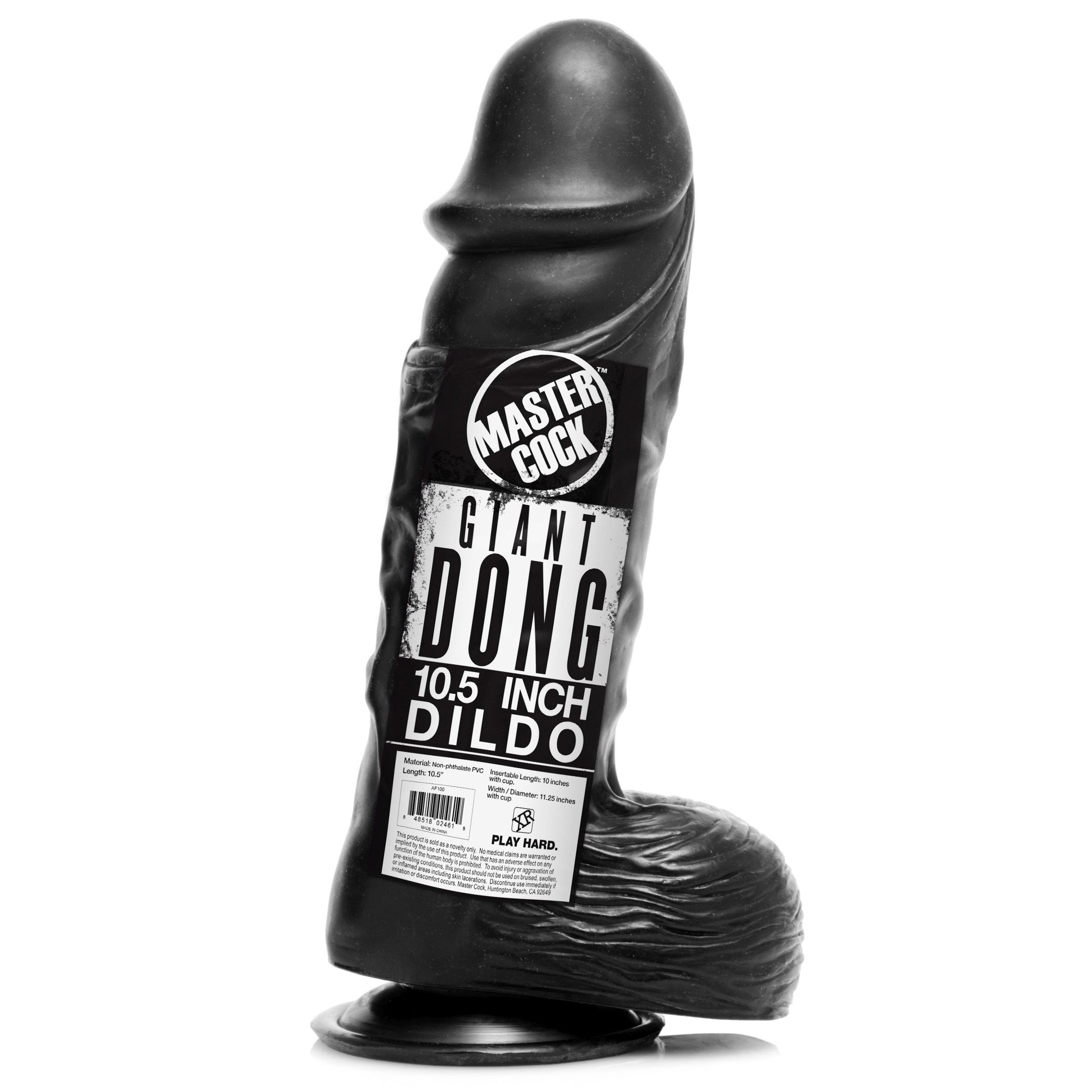 Giant Black 10.5" Dong with bulging veins and suction cup base, designed for intense pleasure.