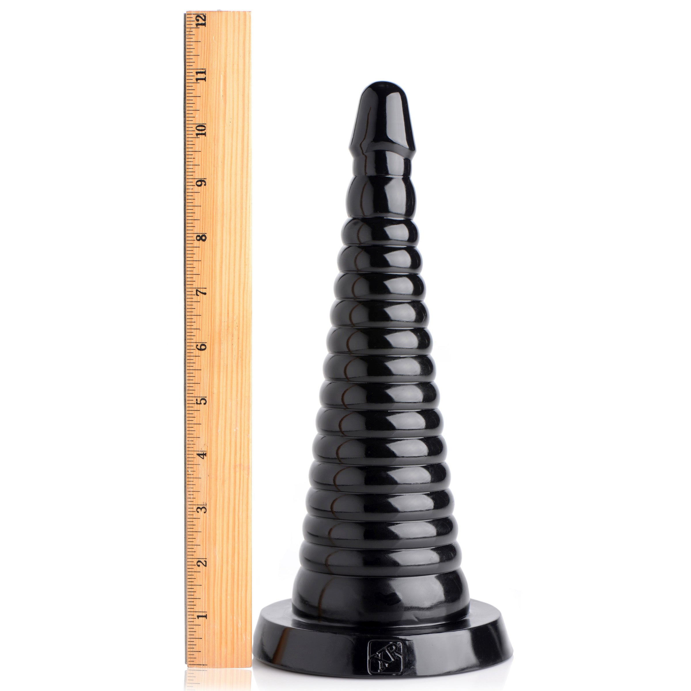 Giant Ribbed Anal Cone with gradual size increase and ribbed texture, designed for anal stretching and pleasure.