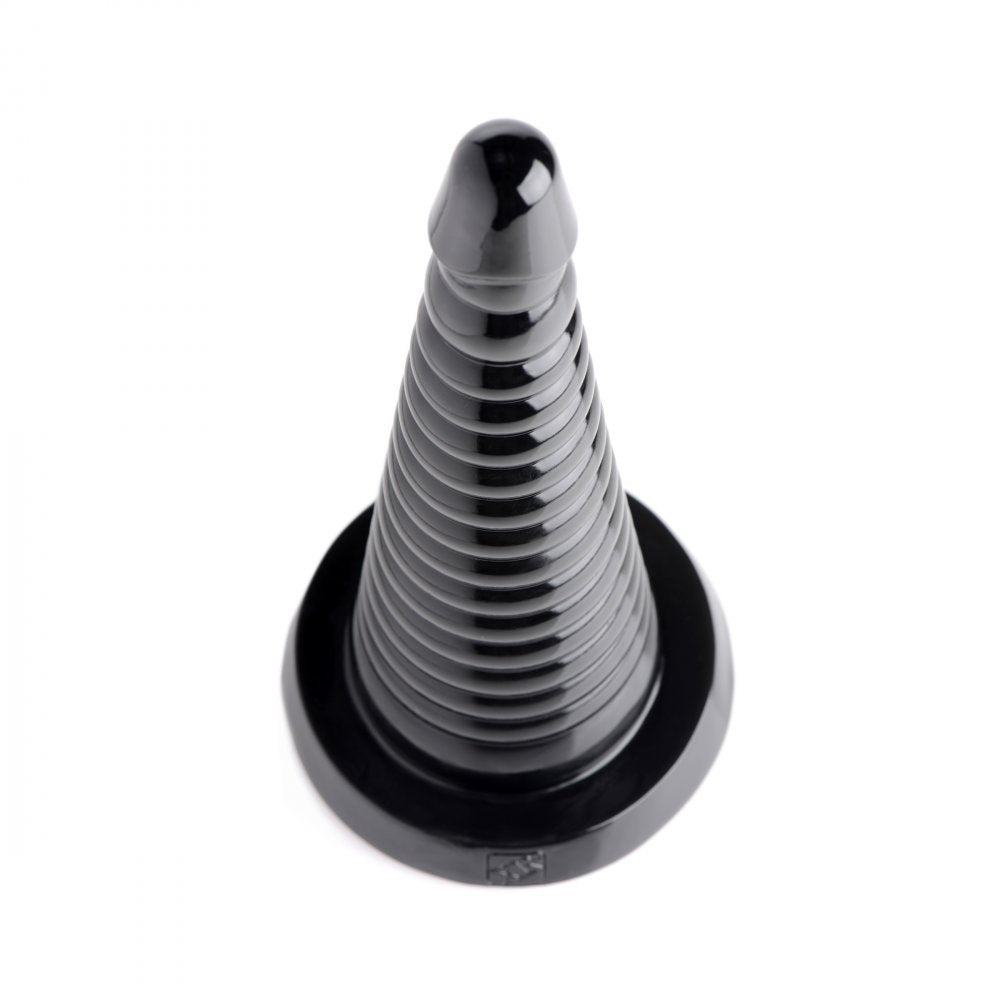 Giant Ribbed Anal Cone with gradual size increase and ribbed texture, designed for anal stretching and pleasure.