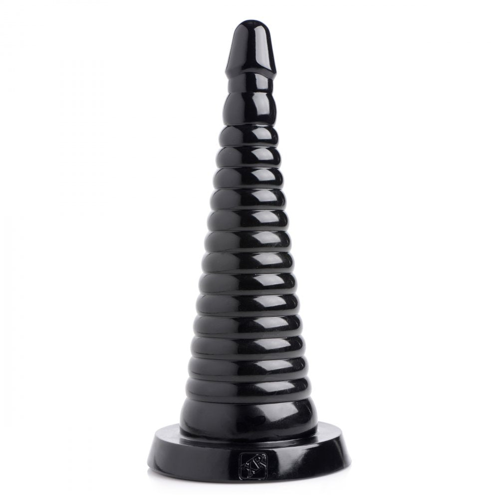 Giant Ribbed Anal Cone with gradual size increase and ribbed texture, designed for anal stretching and pleasure.