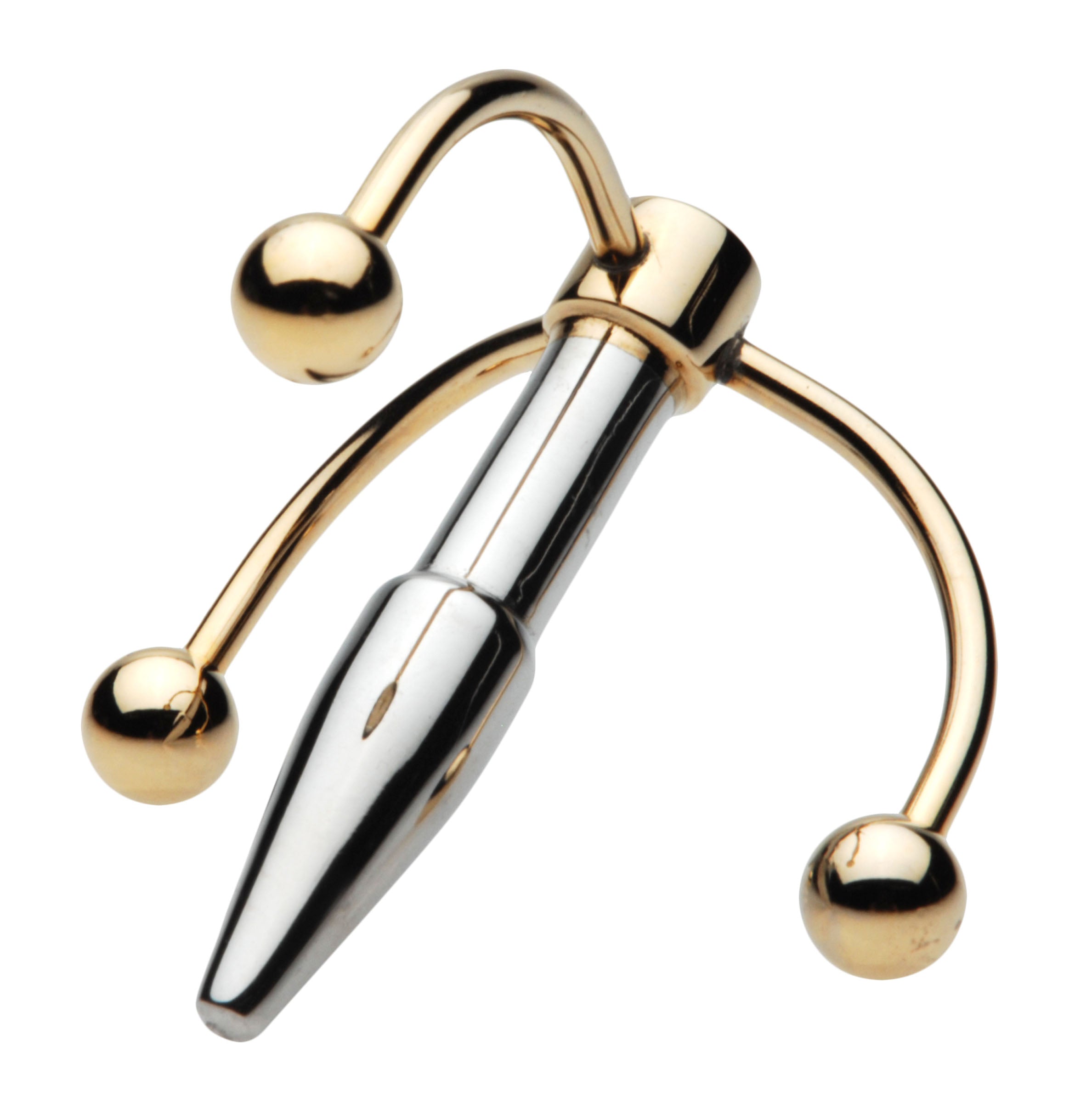 Golden Claw Head Urethral Plug made of stainless steel with claw design and ball-tipped arms for stimulation.