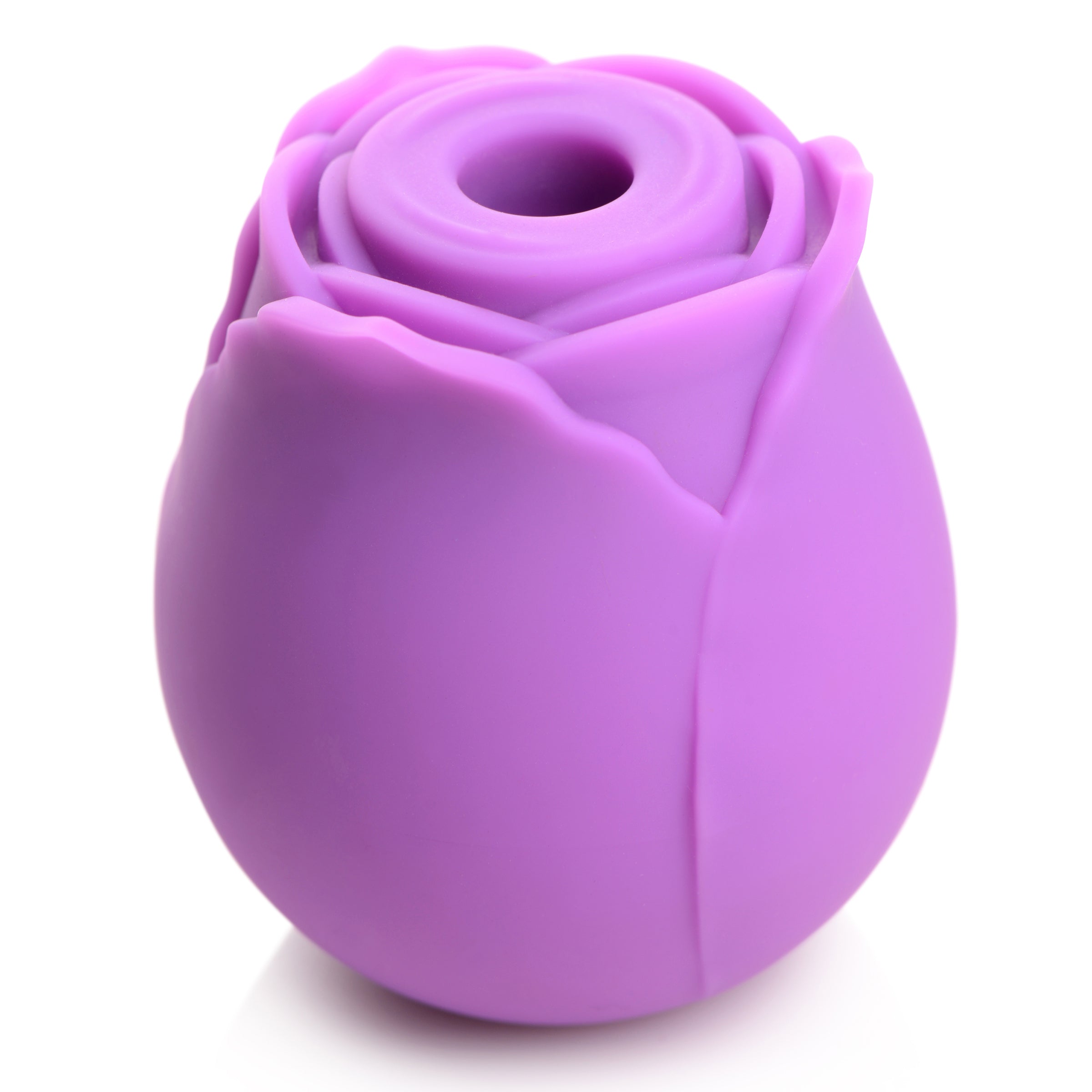 Gossip Rose Flirt 10X Silicone Clit Stimulator in violet color, shaped like a rose, designed for clitoral suction pleasure.