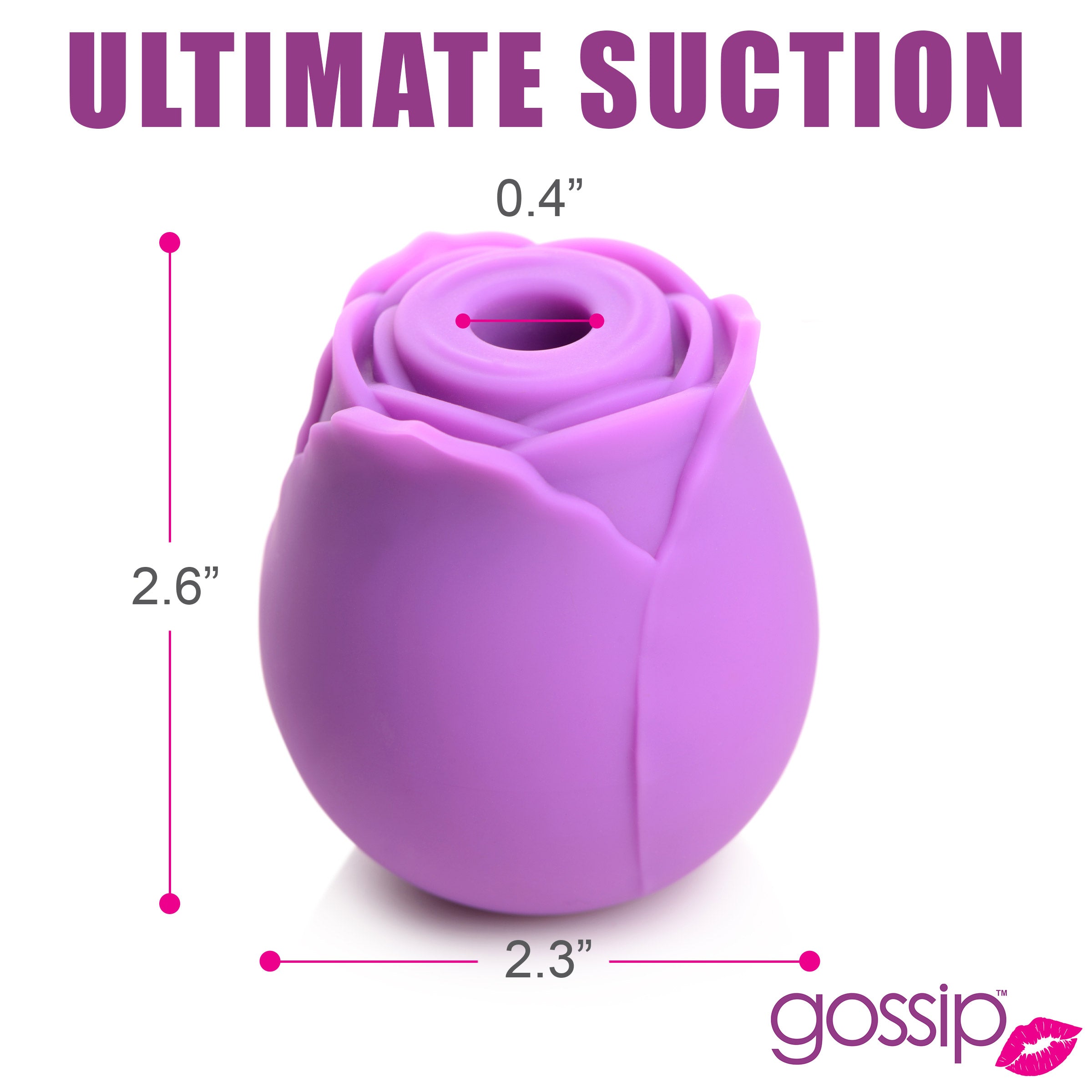 Gossip Rose Flirt 10X Silicone Clit Stimulator in violet color, shaped like a rose, designed for clitoral suction pleasure.