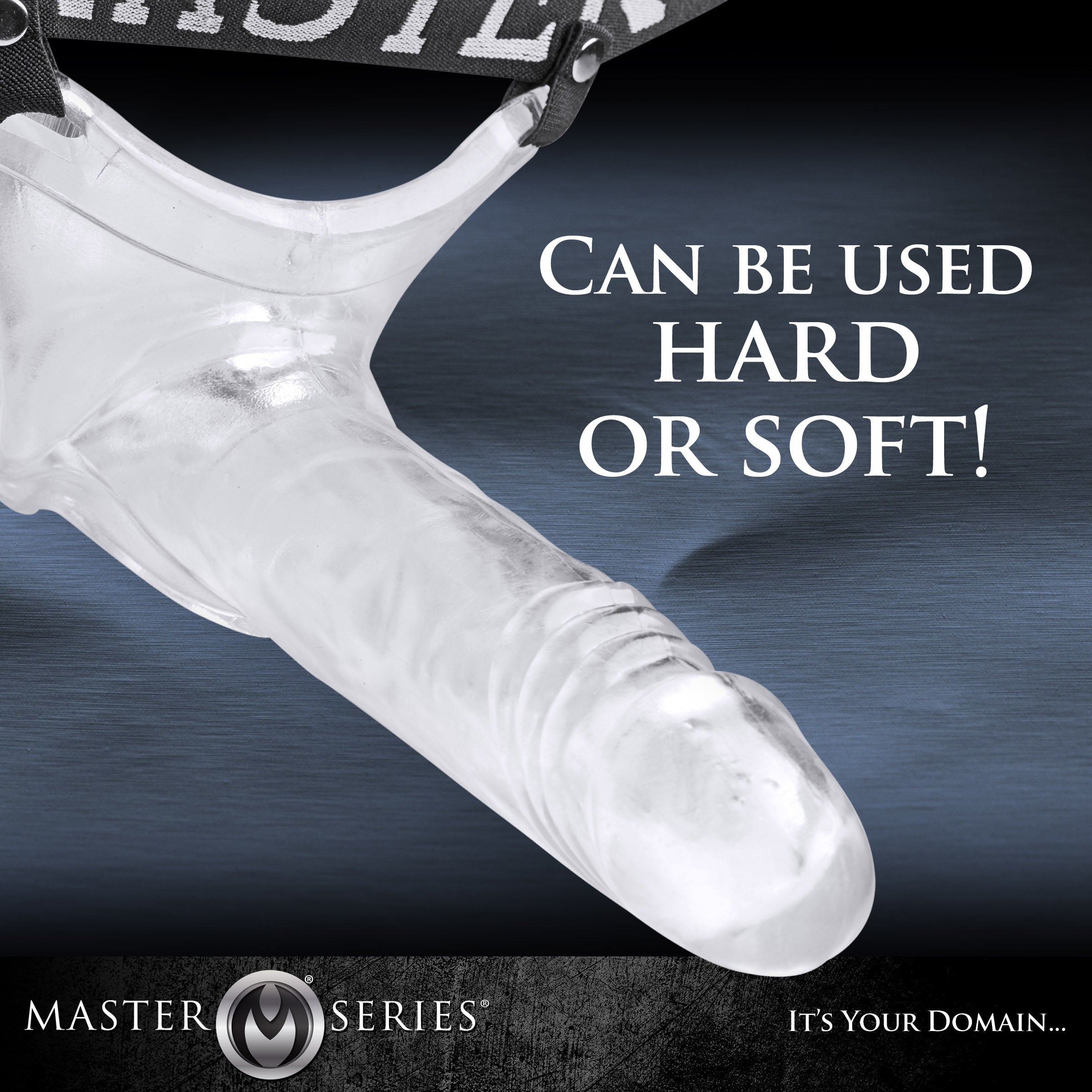 Grand Mamba XL Jock Style Cock Sheath, clear penis extender with realistic head and textured shaft, designed for added length and girth.