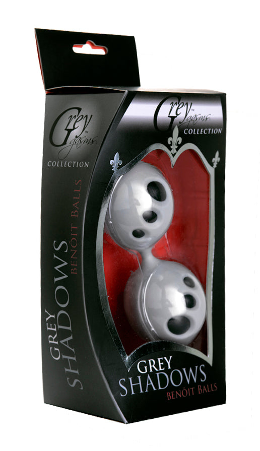 Grey Shadows Ben Wa Balls made of silicone, featuring a sleek design and compact size for enhanced pleasure and pelvic floor strength.