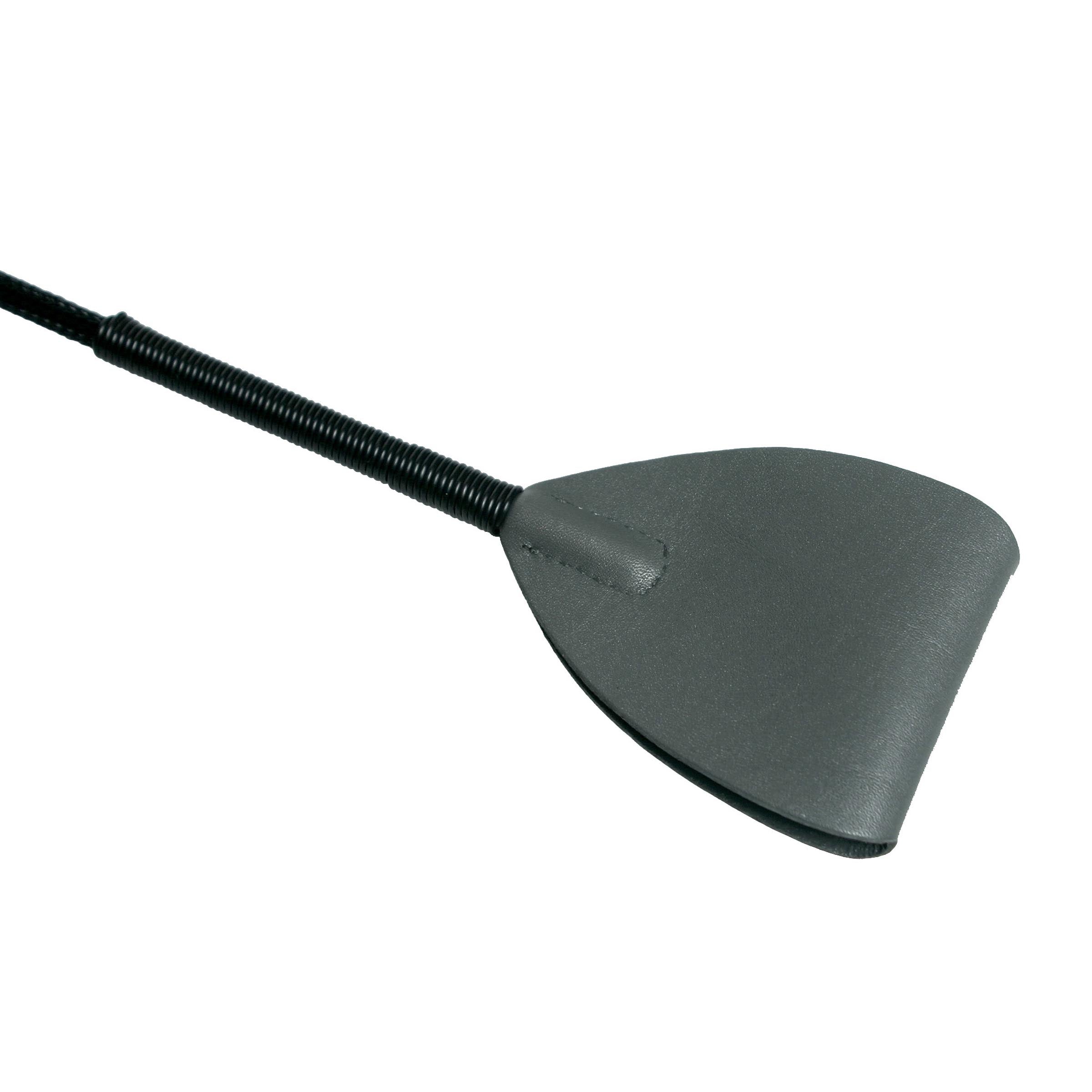 GreyGasms Leather Riding Crop featuring a black handle and grey tip, designed for pleasure and pain play.