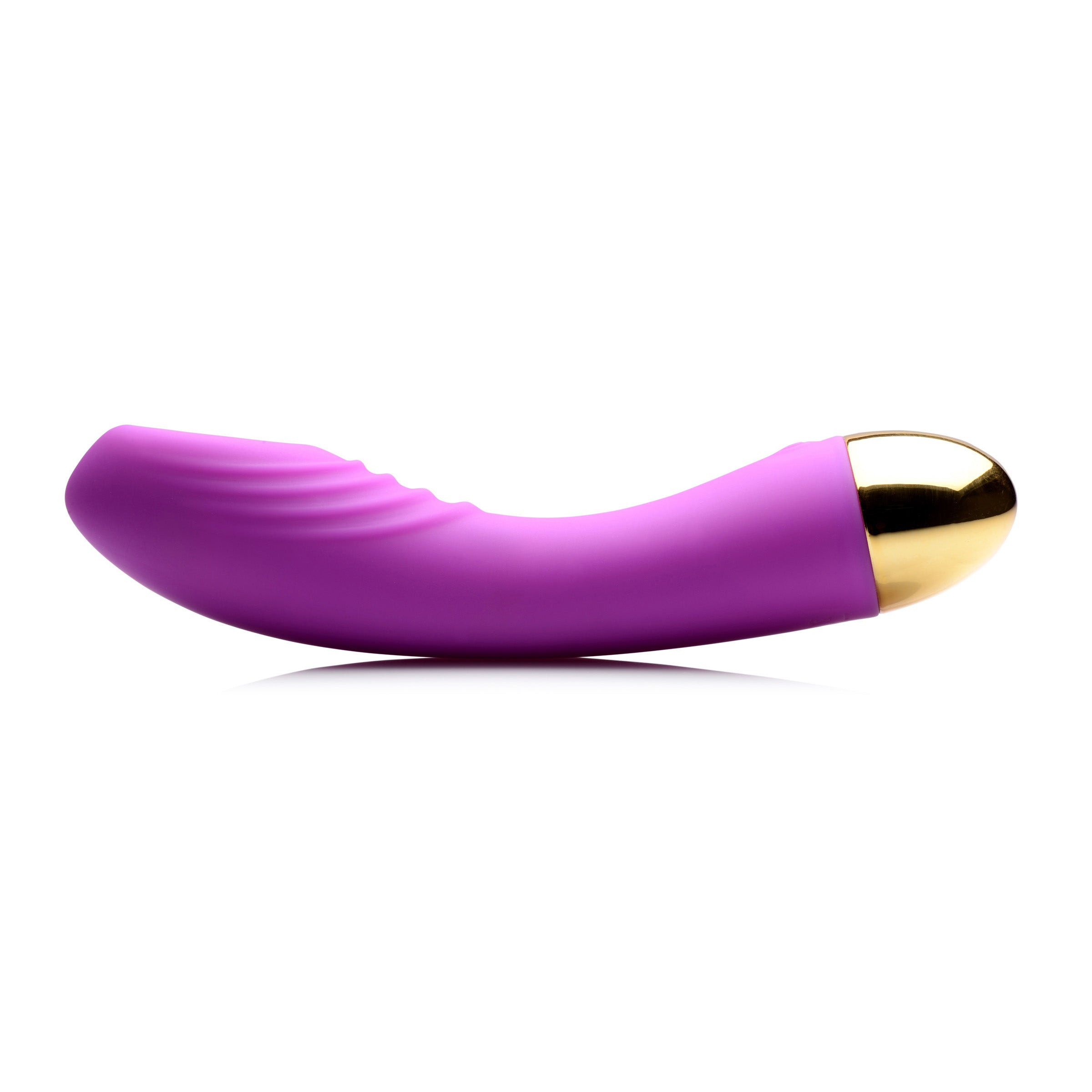 G-Thump Silicone G-spot Stimulator in purple, featuring a curved design and ridges for enhanced stimulation.