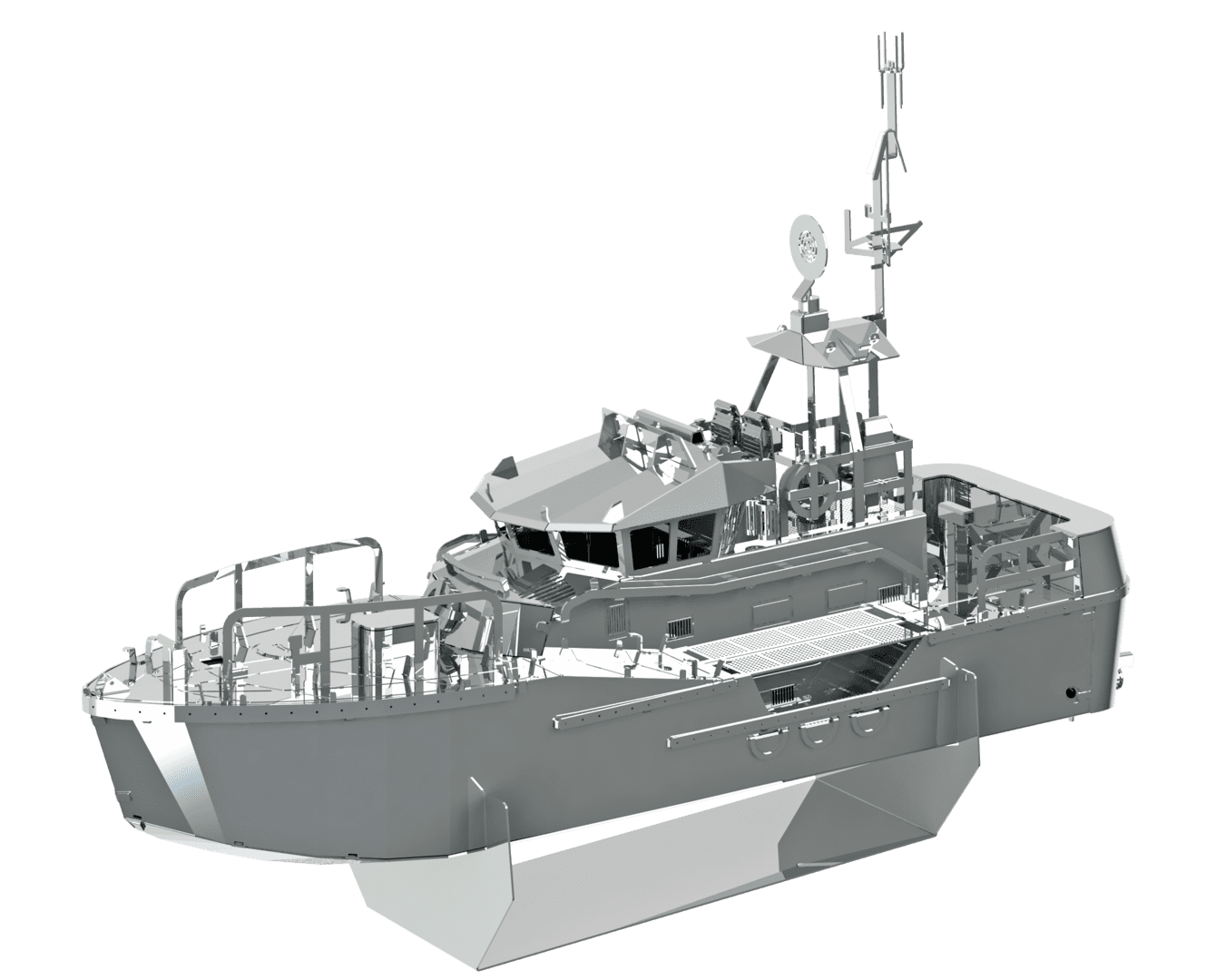 GUARDIAN OF THE COASTS BOAT, a robust maritime security vessel designed for search and rescue, law enforcement, and border control operations.