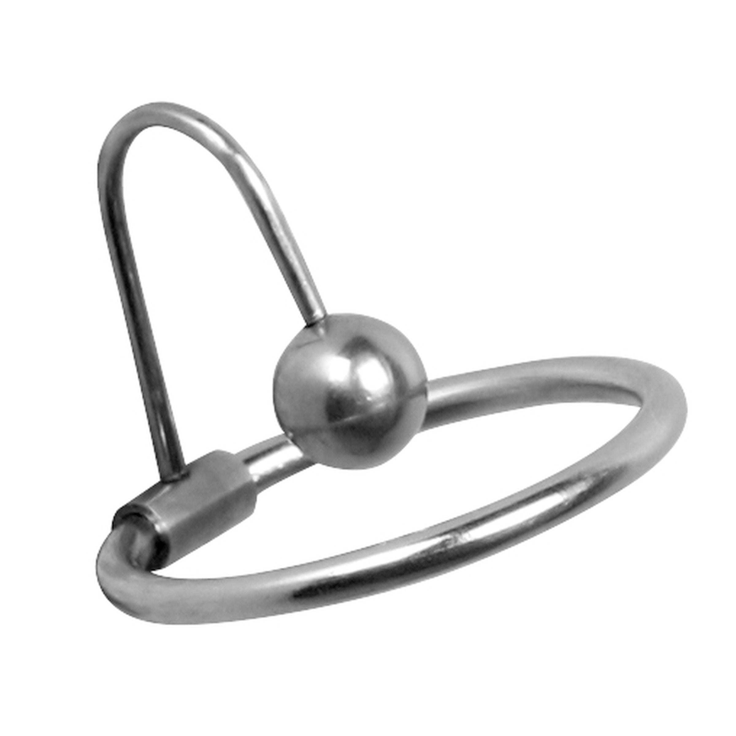 Halo Urethral Plug with Glans Ring made of stainless steel, featuring a 1-inch ring and an optional plug for enhanced stimulation.