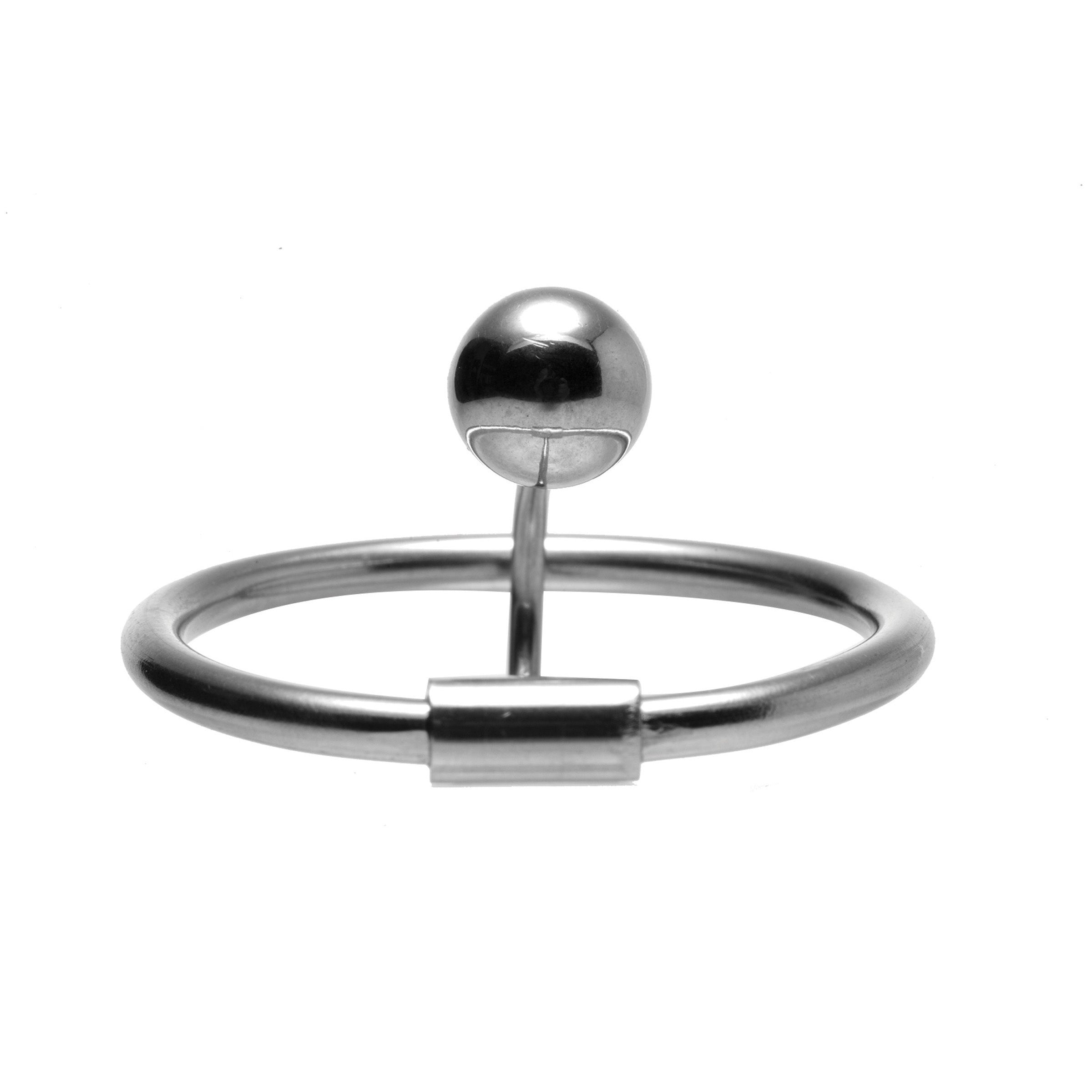 Halo Urethral Plug with Glans Ring made of stainless steel, featuring a 1-inch ring and an optional plug for enhanced stimulation.