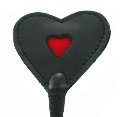 Heart Tip Crop featuring a sturdy fiberglass rod with leather and rubber materials, designed for role-playing and sensory experiences.