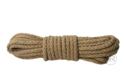 A thick, durable 100% hemp rope coiled neatly, ideal for bondage and eco-friendly practices.