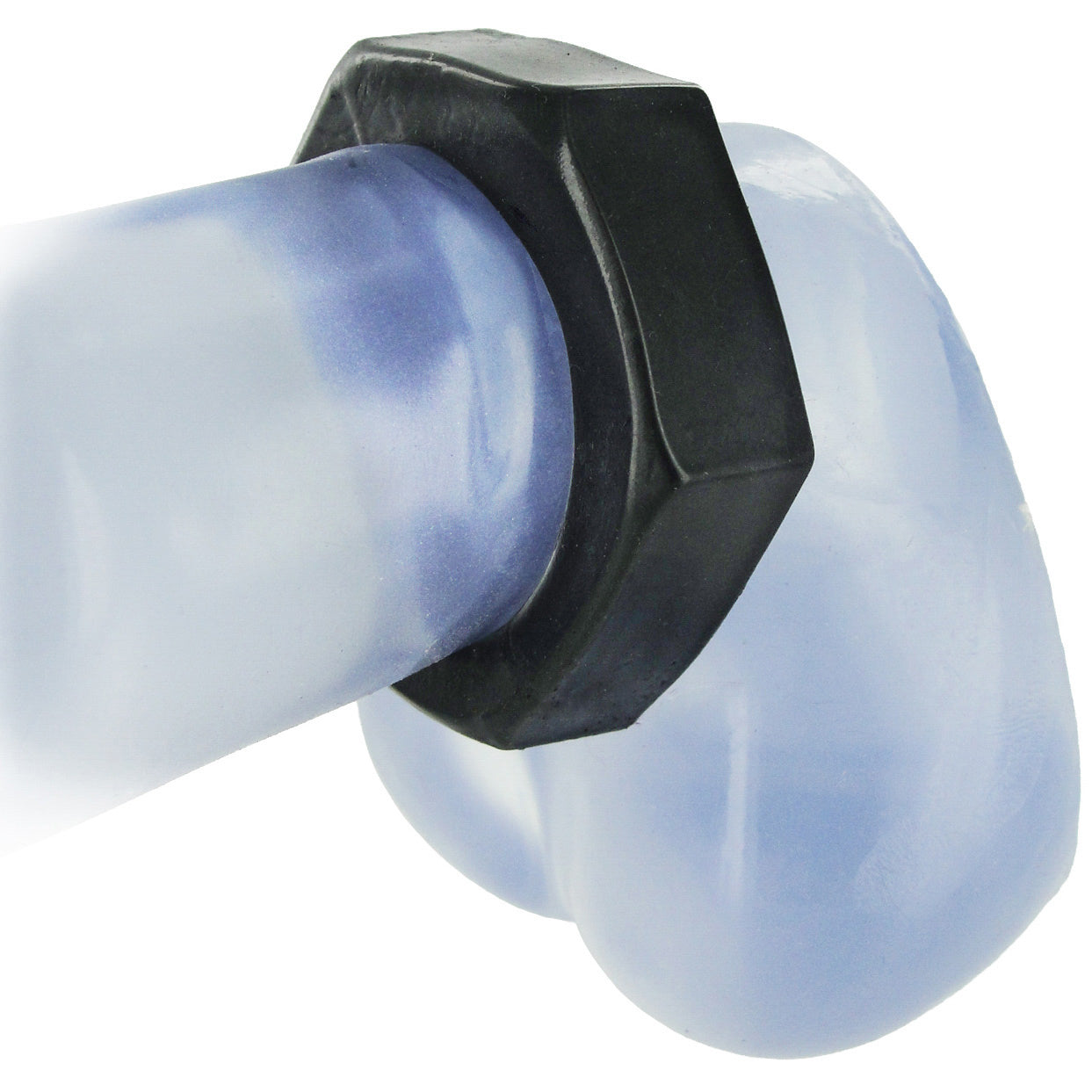 HexNut Cock Ring in black, made from stretchy TPE material, designed for enhanced performance and comfort.