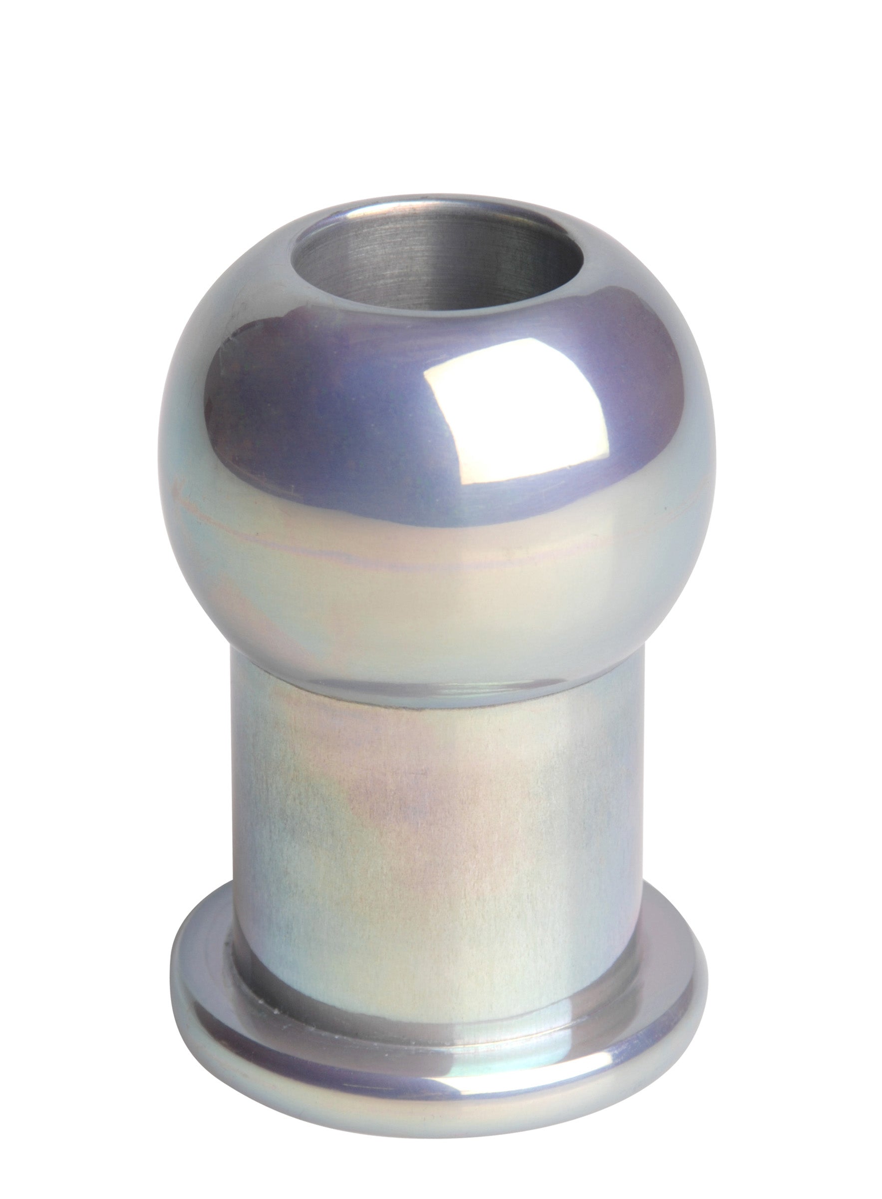 Hollow Aluminum Anal Plug - SM with aurora borealis hue, smooth surface, and wide design for experienced users.