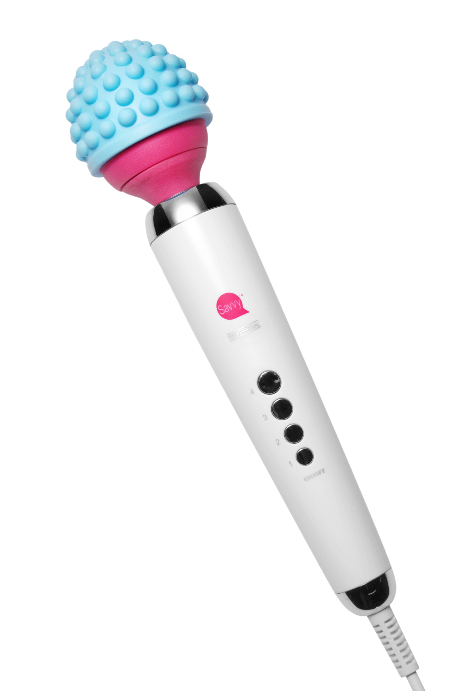 Industrial Strength Wand Massager Kit with Nubby Attachment in pink, showcasing its ergonomic design and textured accessory.