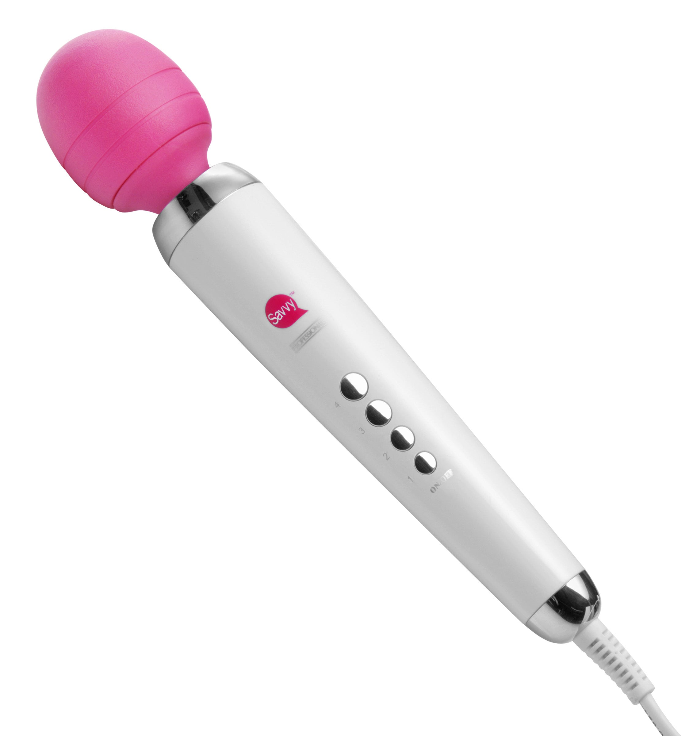 Industrial Strength Wand Massager Kit with Nubby Attachment in pink, showcasing its ergonomic design and textured accessory.