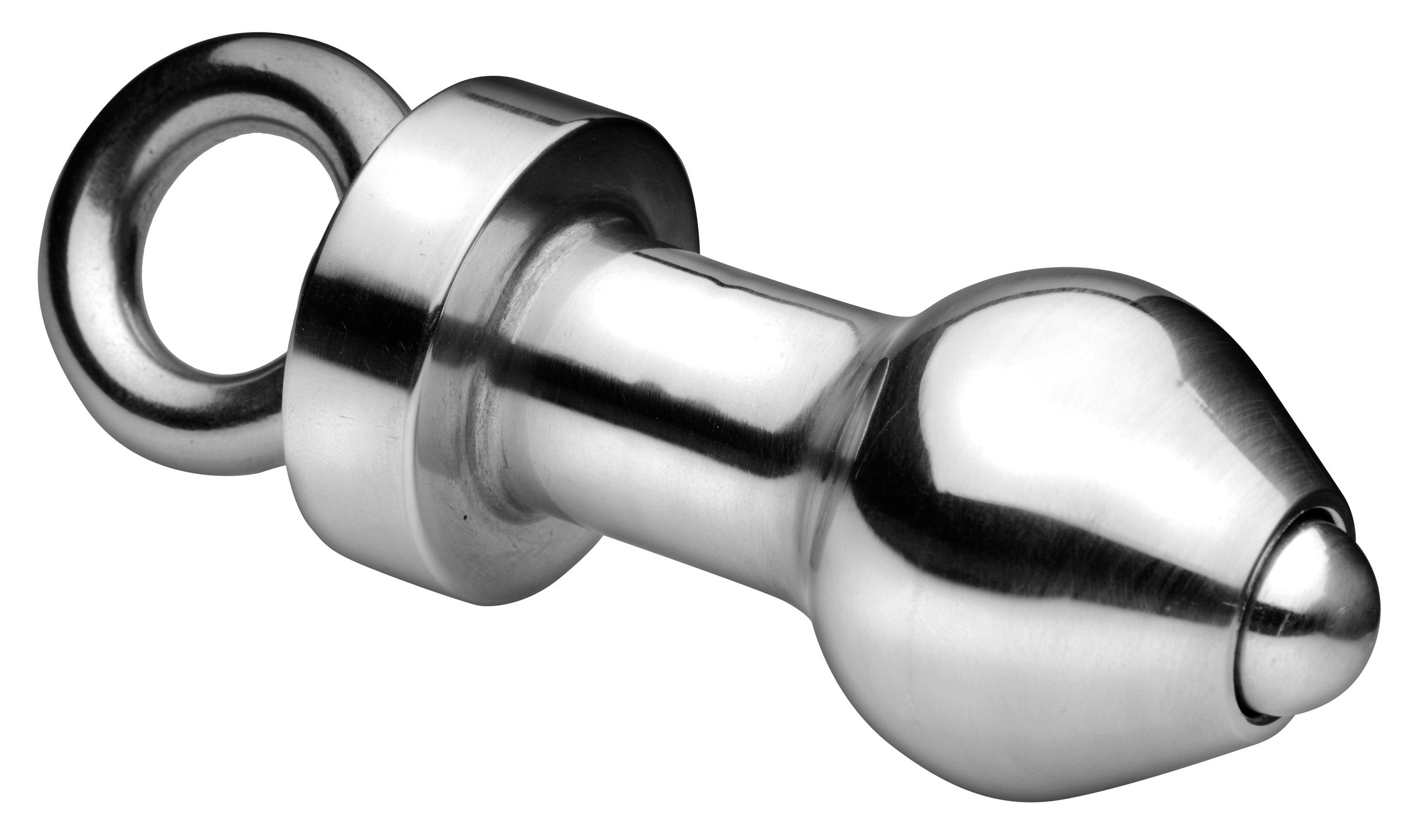 Inner Reaches Hollow Stainless Steel Anal Plug with removable inner portion, showcasing its sleek silver design and smooth surface.