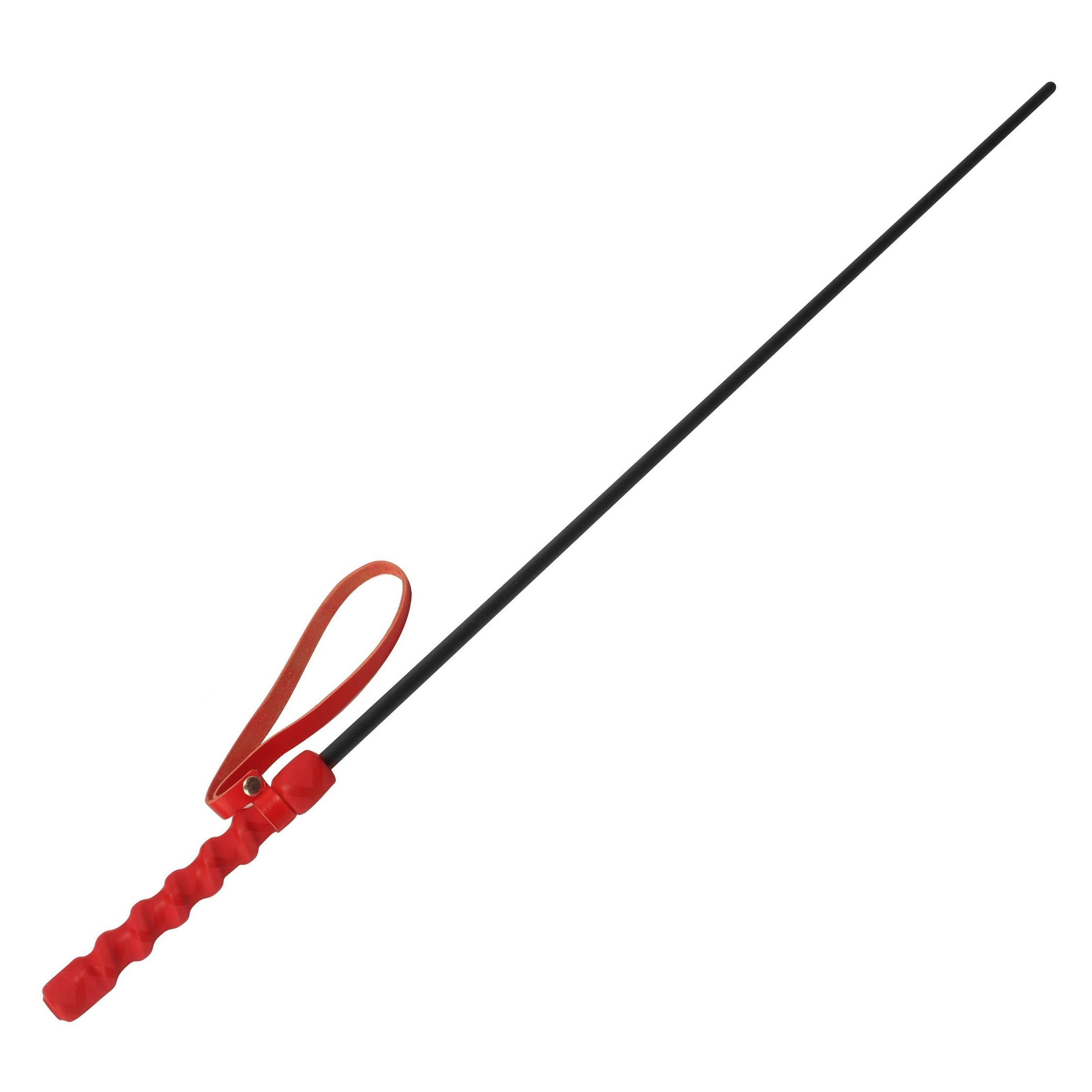 Intense Impact Cane with a solid plastic rod and molded rubber handle, measuring 24.25 inches in vibrant red color.