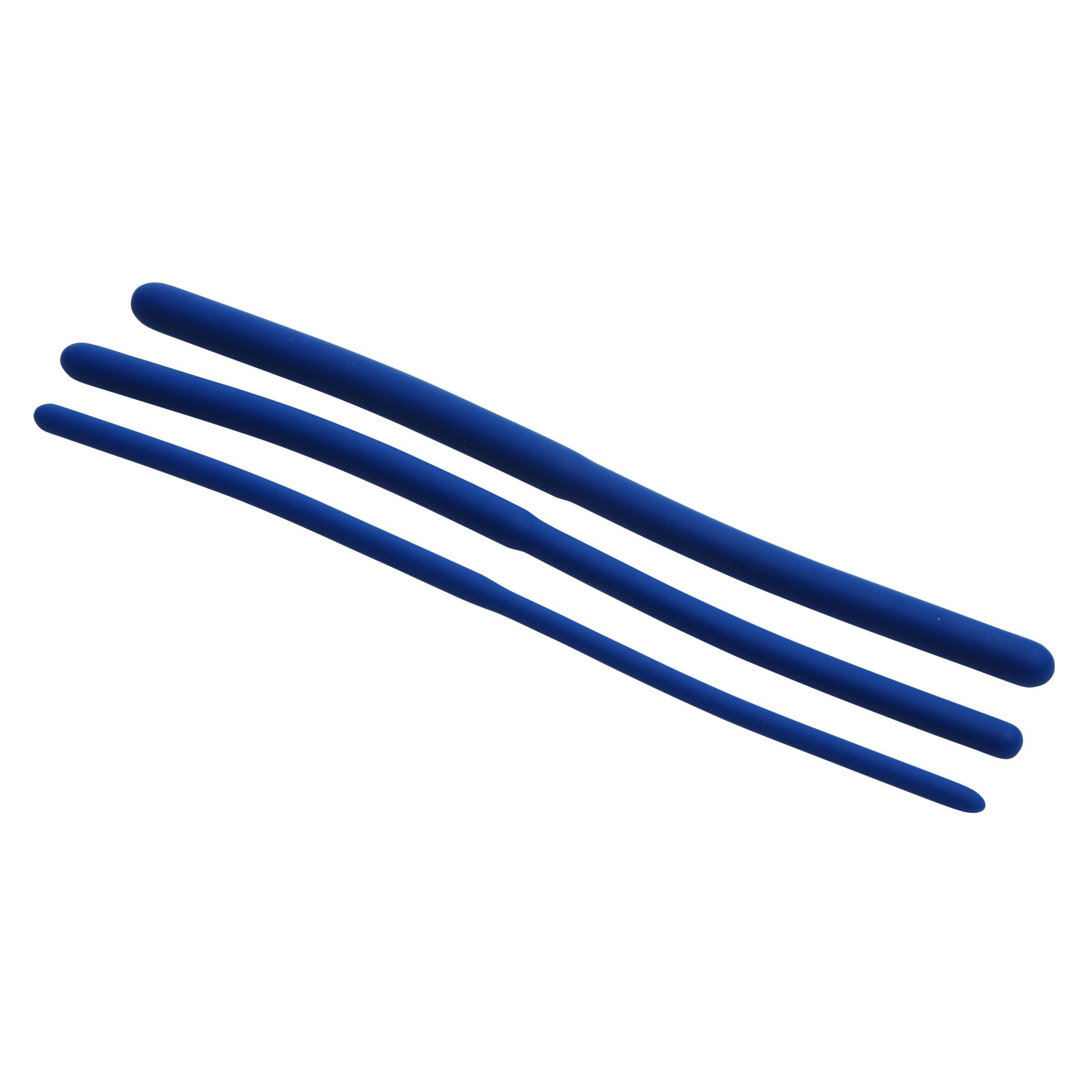 Invasion Silicone Urethral Sound Trainer Set featuring flexible silicone rods in blue, designed for safe urethral sounding.