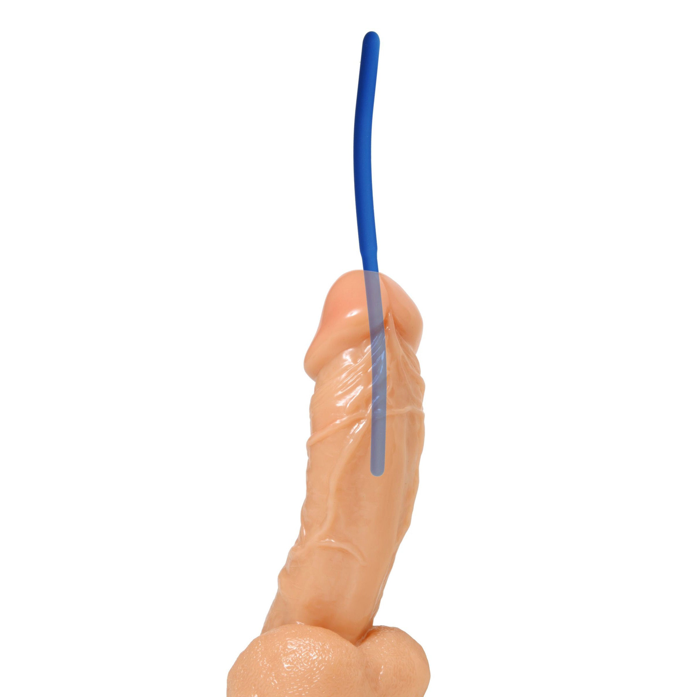 Invasion Silicone Urethral Sound Trainer Set featuring flexible silicone rods in blue, designed for safe urethral sounding.