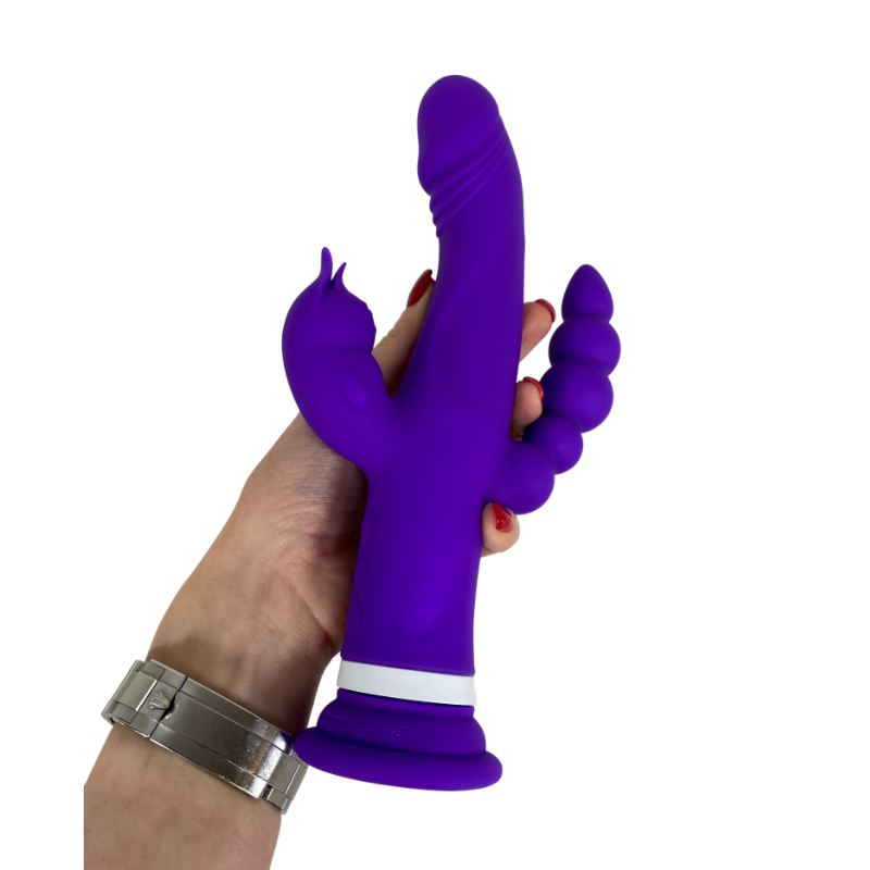 Purple silicone vibrator with beads.