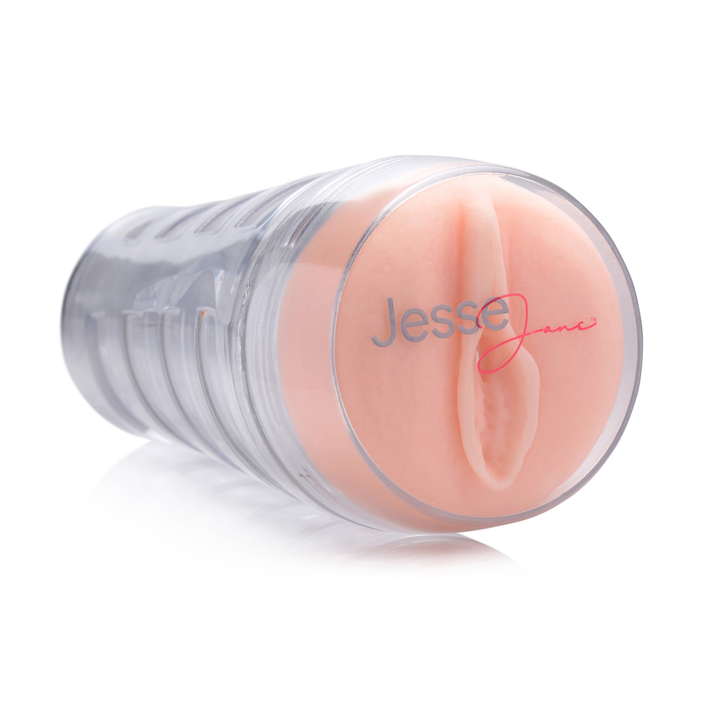 Jesse Jane Deluxe Pussy Stroker showcasing its realistic design and textured interior for enhanced pleasure.