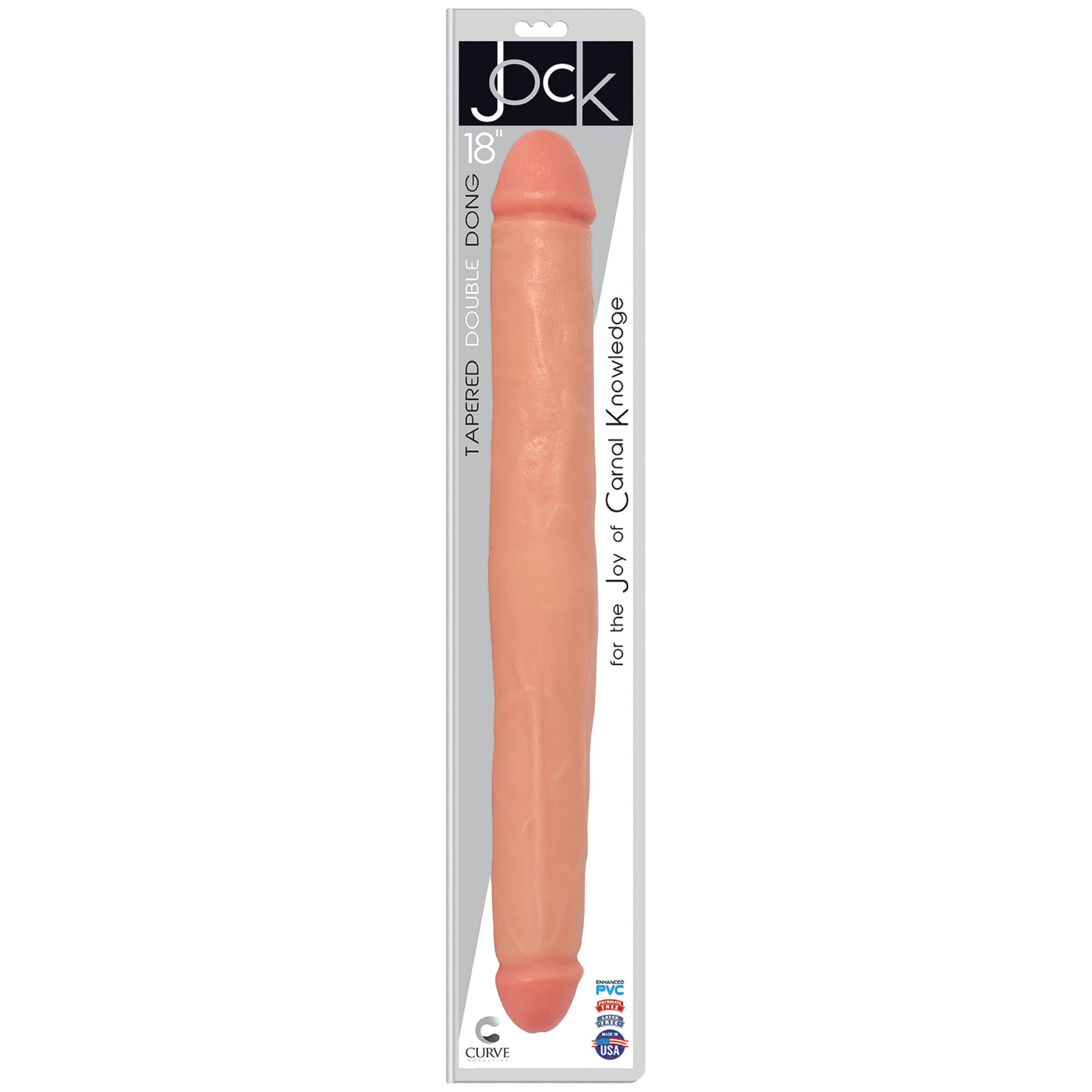 JOCK 18 Inch Tapered Double Dong in light color, showcasing its dual heads and impressive length for enhanced pleasure.