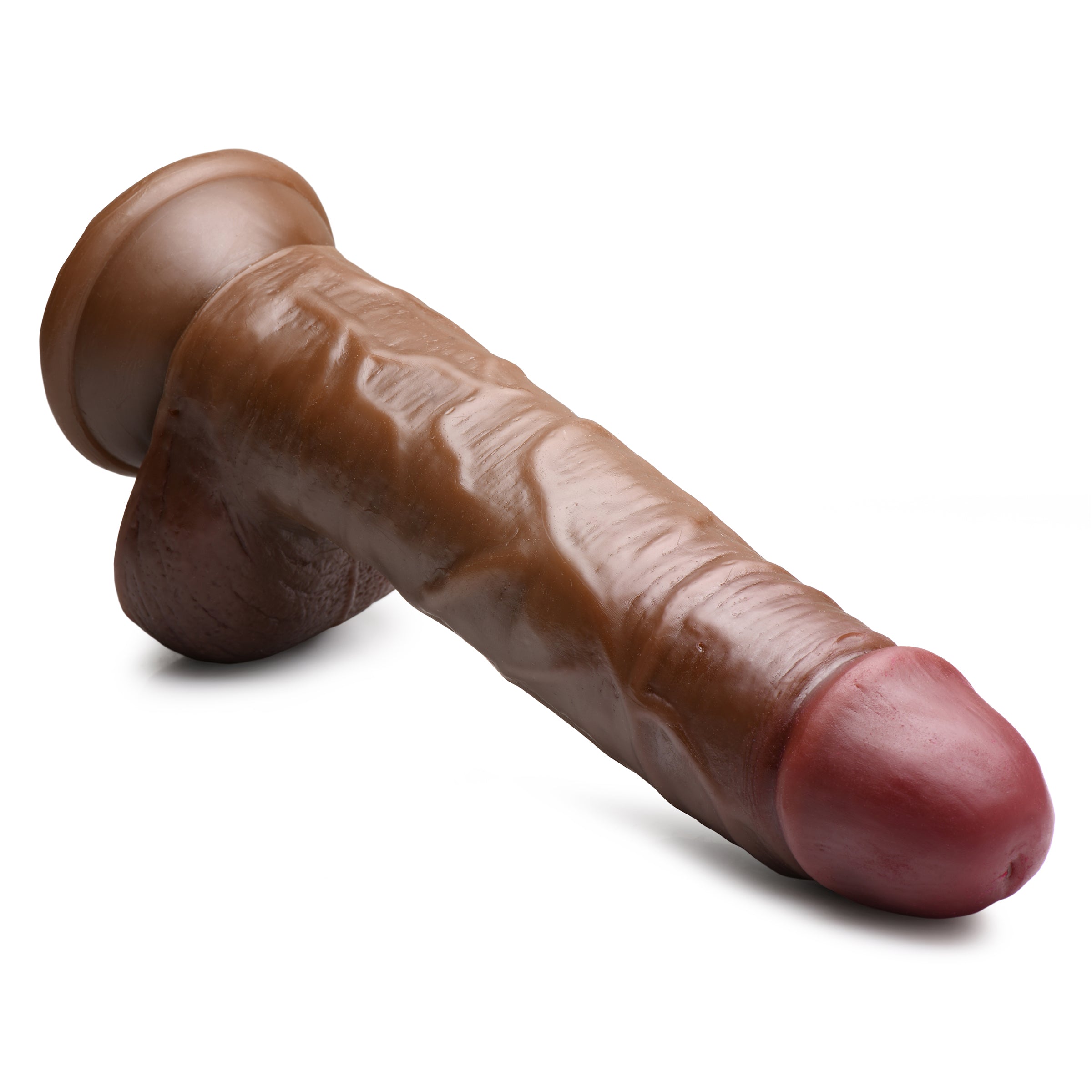 JOCK 9 Inch Dong with Balls in dark color, showcasing realistic details and strong suction cup base.