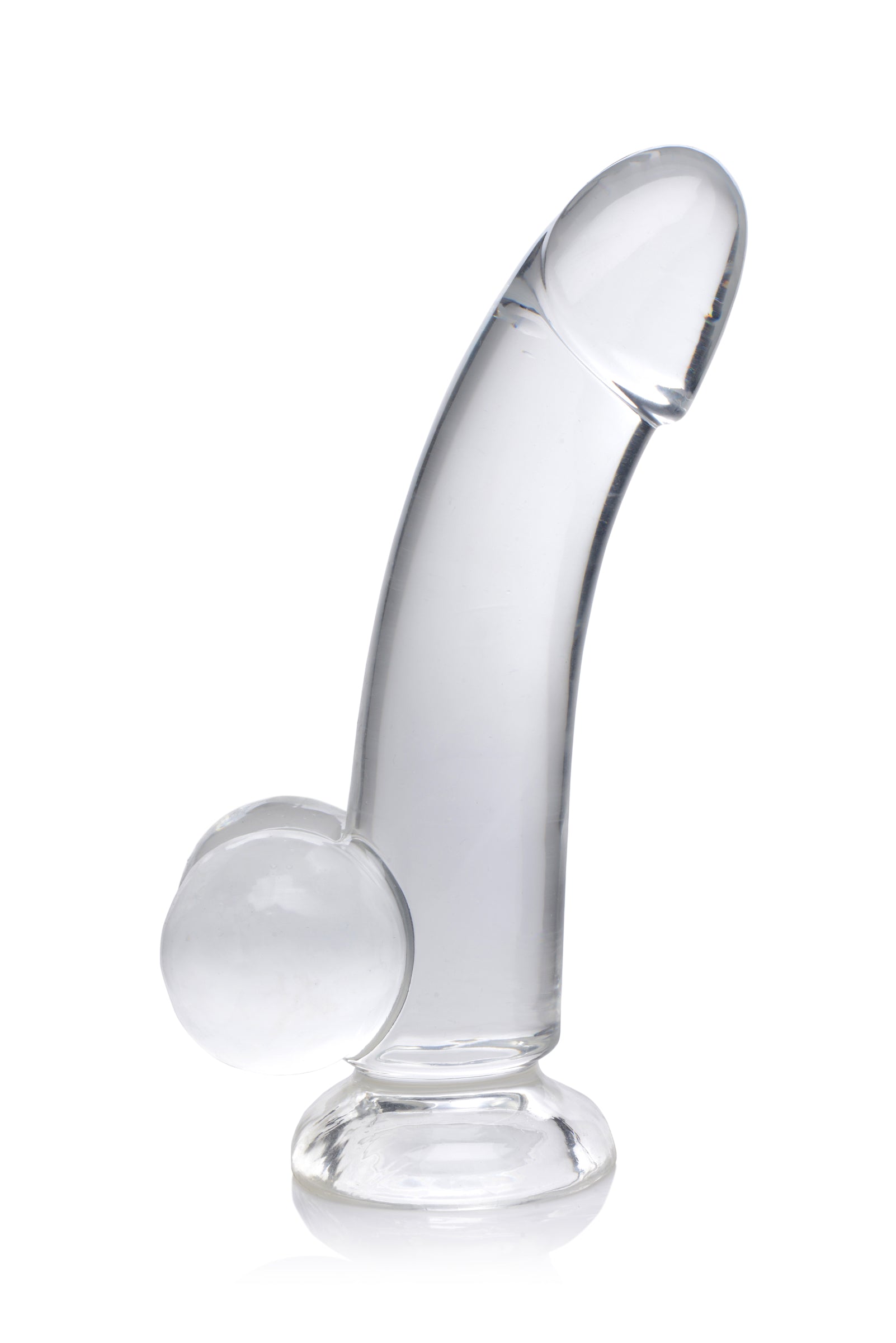 JOCK C-THRU 8" Clear TPE Dildo with Balls, showcasing its crystal clear design and realistic details.