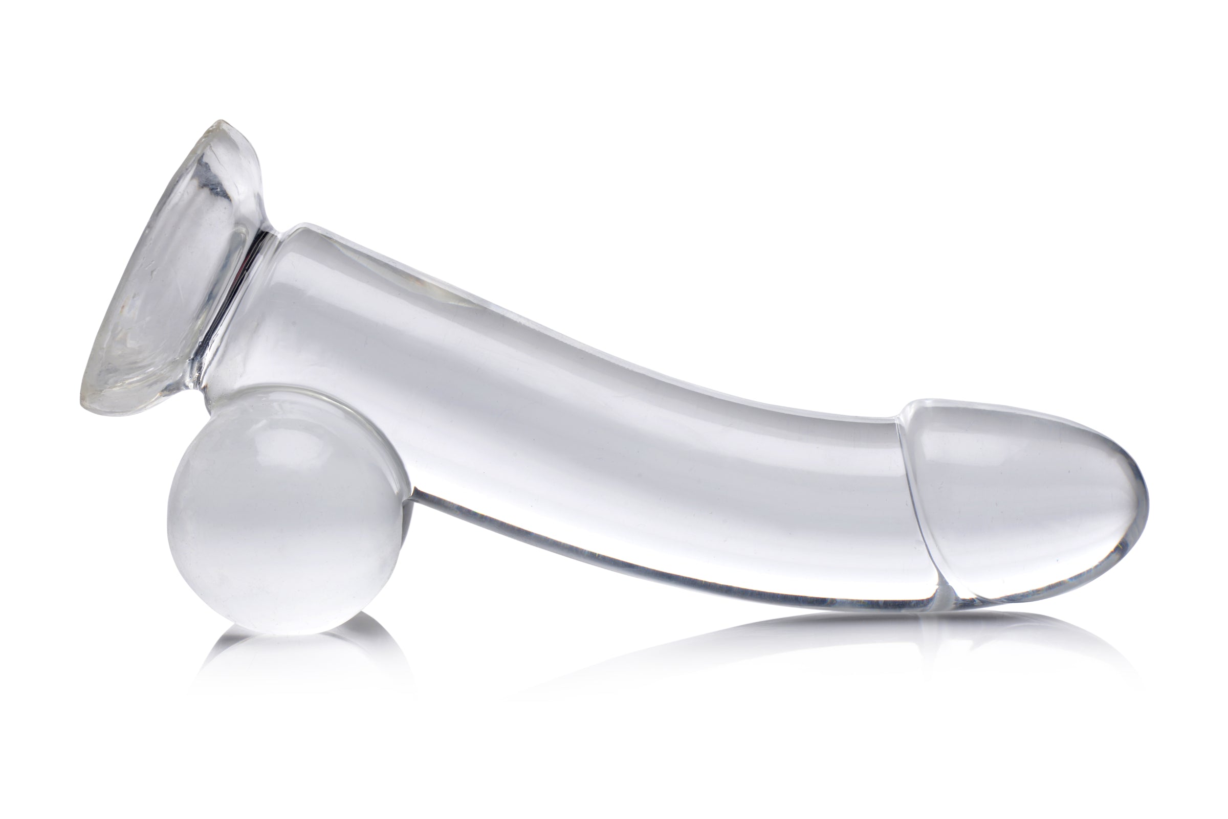 JOCK C-THRU 8" Clear TPE Dildo with Balls, showcasing its crystal clear design and realistic details.