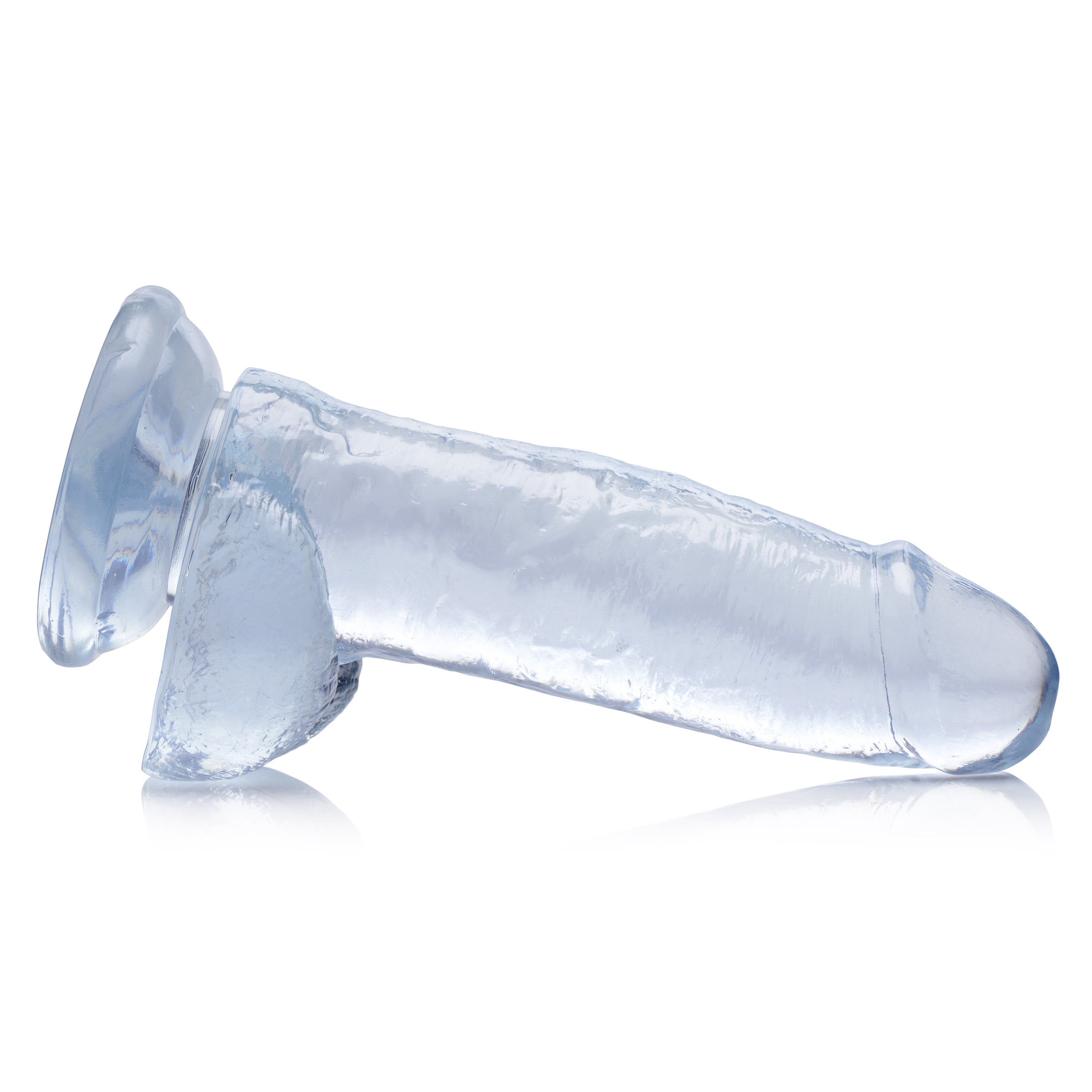 Jock C-Thru Dildo - 7 Inch, clear, thick design with lifelike details and strong suction cup base.